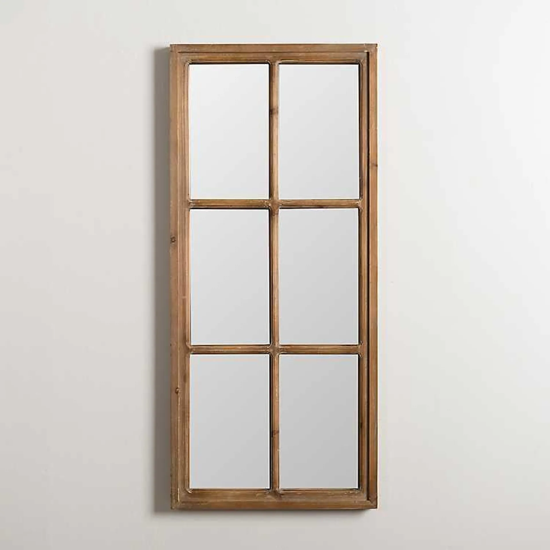 Natural Wood Rowan Windowpane Wall Mirror