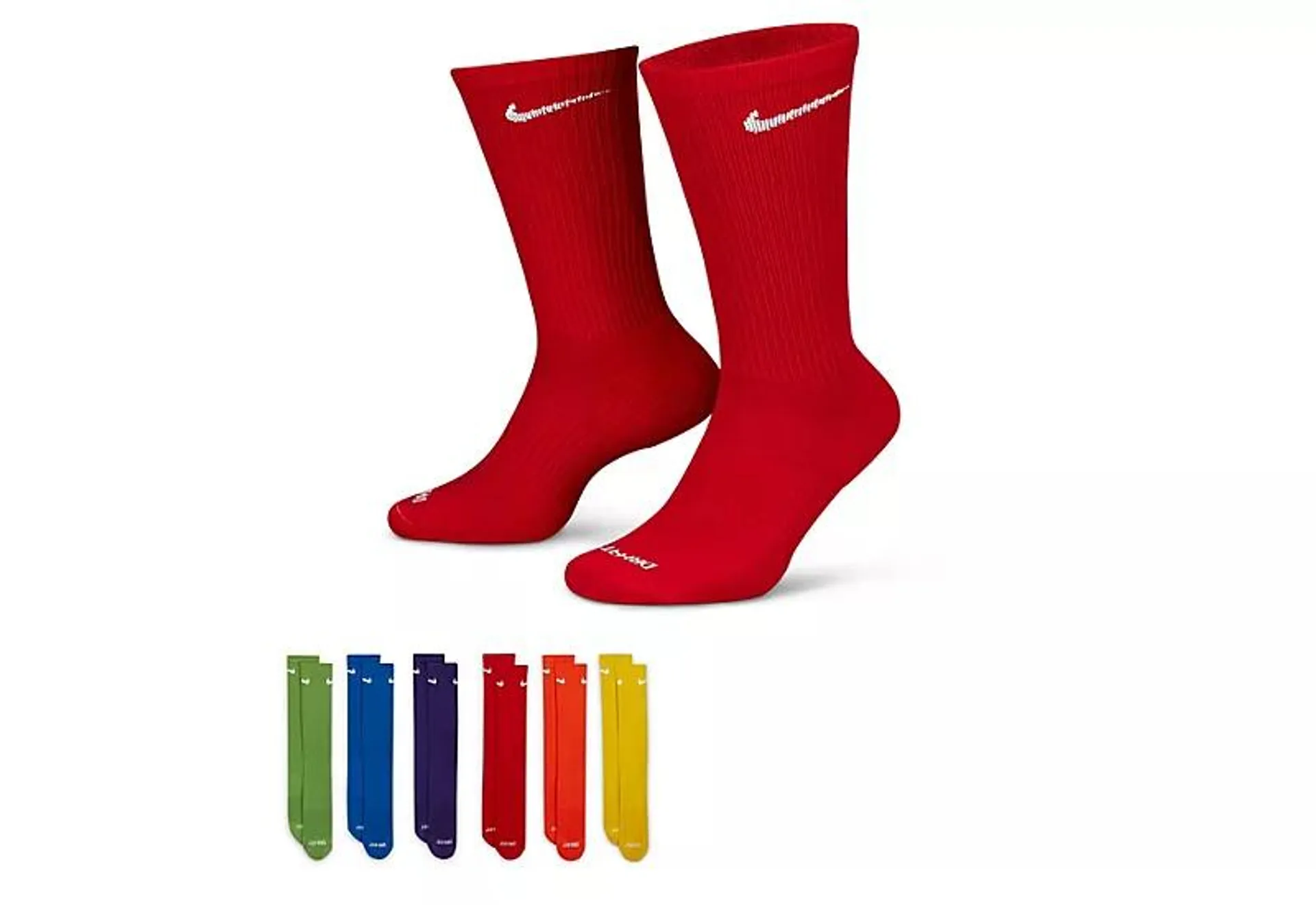 Nike Mens Everyday Plus Cushioned Crew Socks 6 Pairs - Rainbow