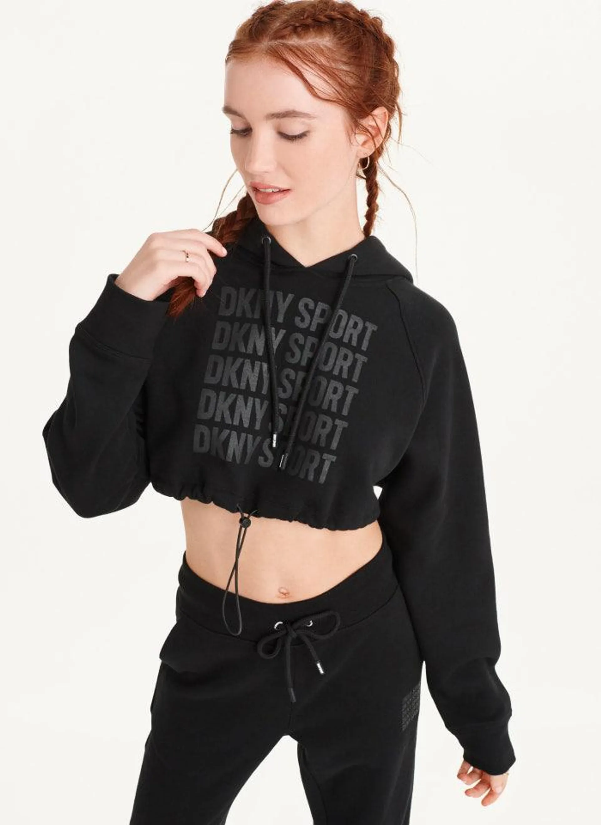 Repeat Logo Ultra Crop Hoodie With Bungee