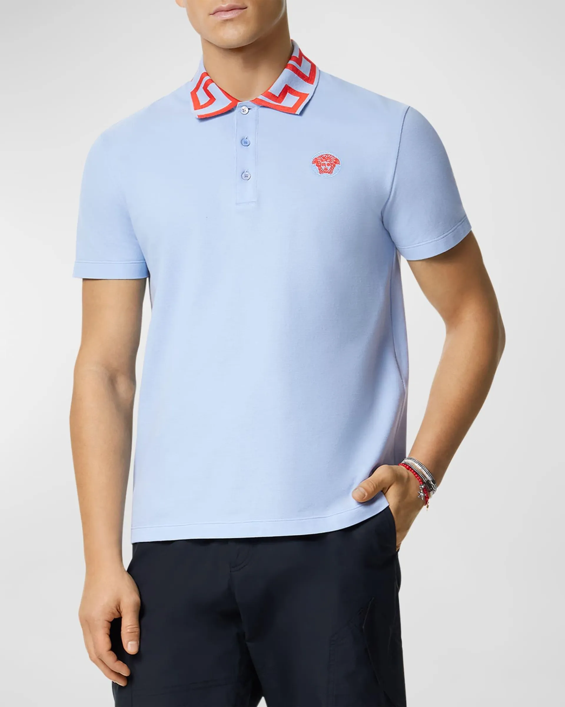 Men's Polo Shirt with Greca Collar