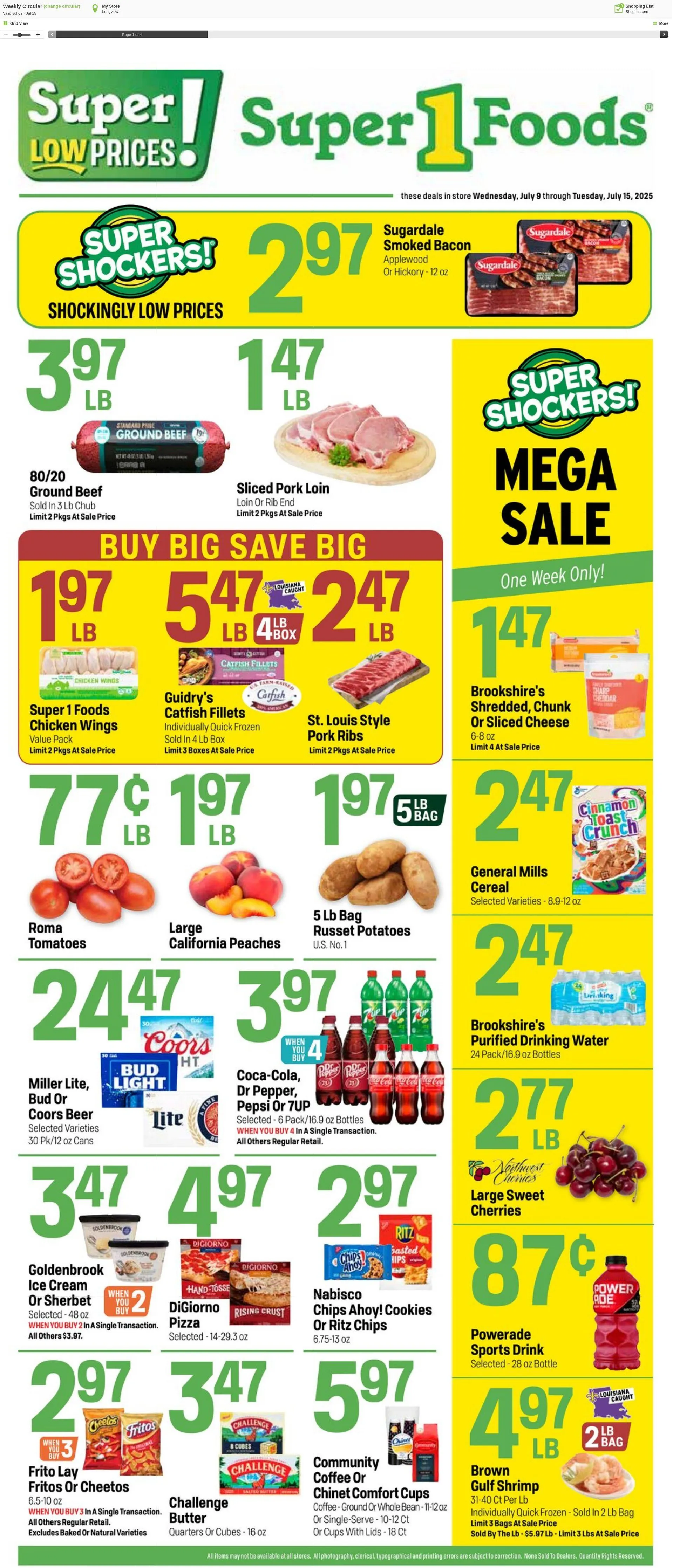 Weekly ad Super1Foods from July 9 to July 15 2025 - Page 1