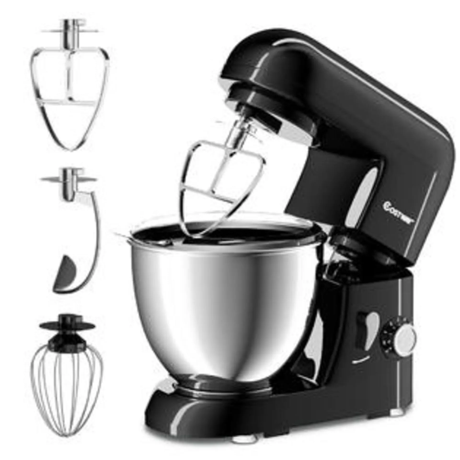 Costway HW56218BK Electric Food Stand Mixer 6 Speed 4.3Qt 550W Tilt-Head Stainless Steel Bowl New