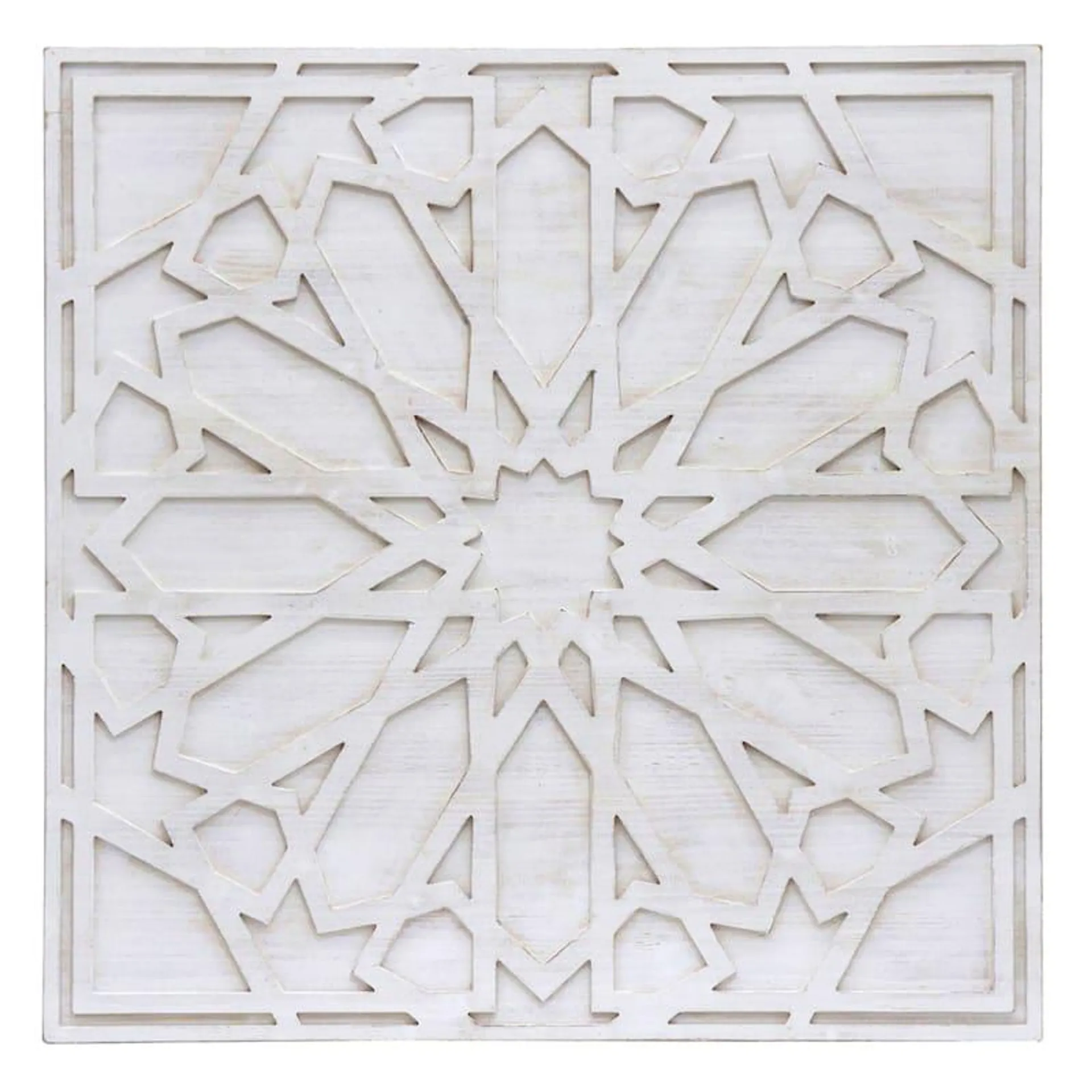 Embossed White Wooden Wall Decor, 34"