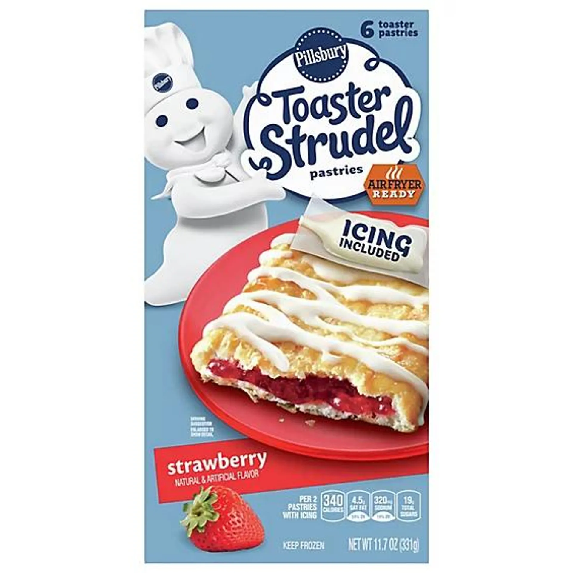 Pillsbury Toaster Strudel Pastries Strawberry 6 Count - 11.7 Oz