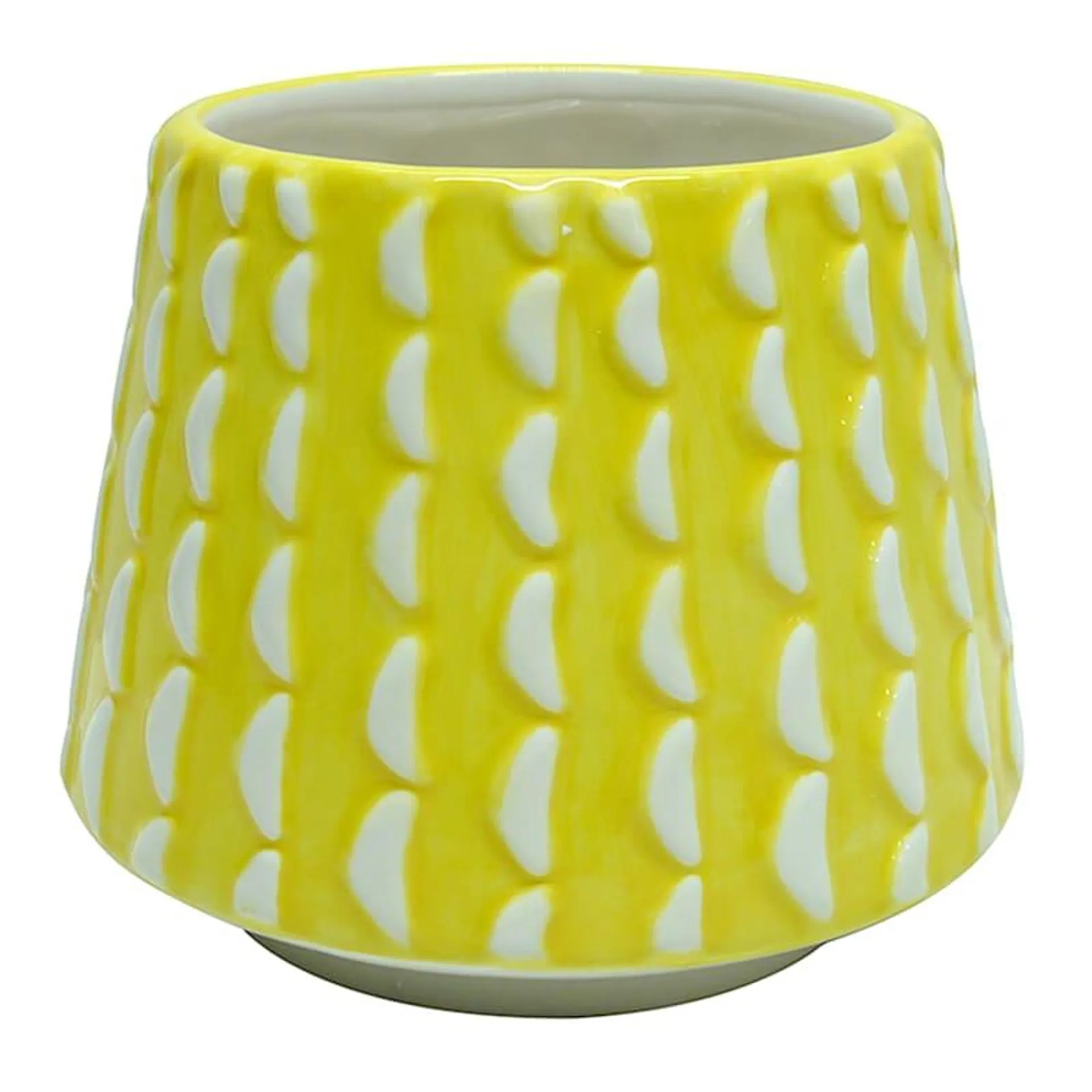 Indoor Yellow Textured Ceramic Pot, 6"