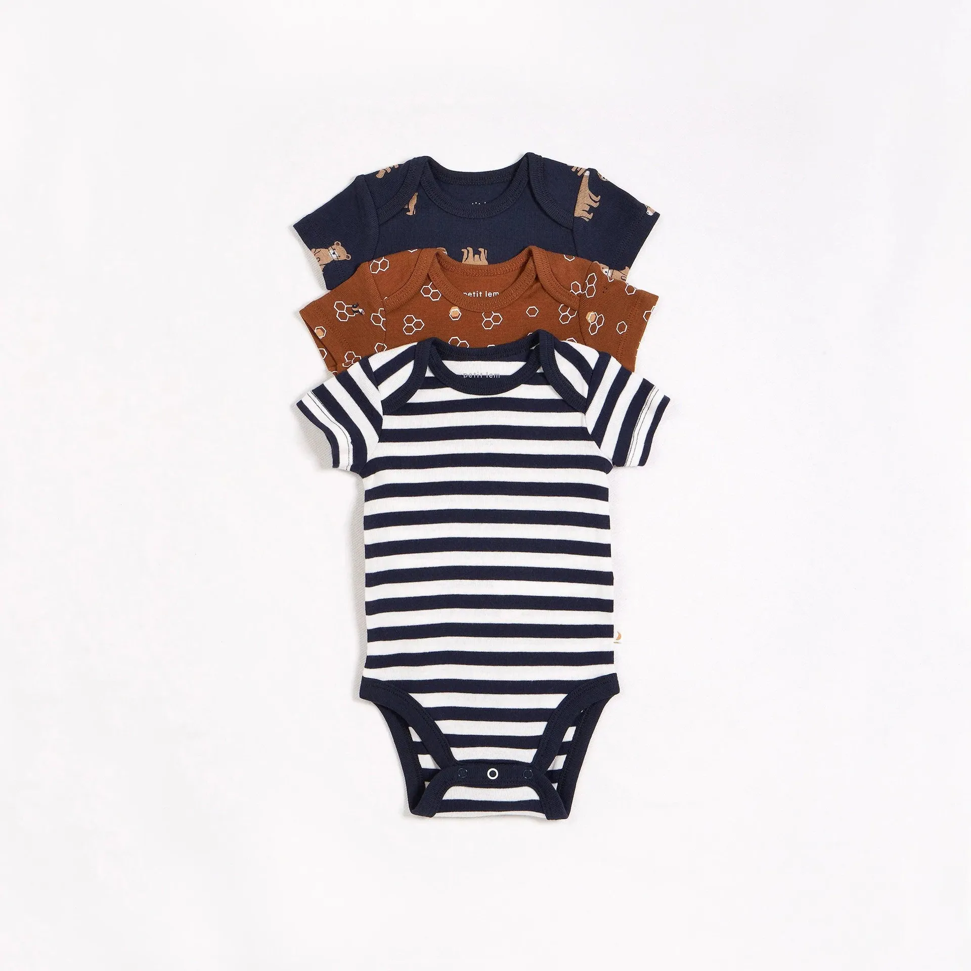 Petit Lem Cub and Honey 3 Pack Bodysuits