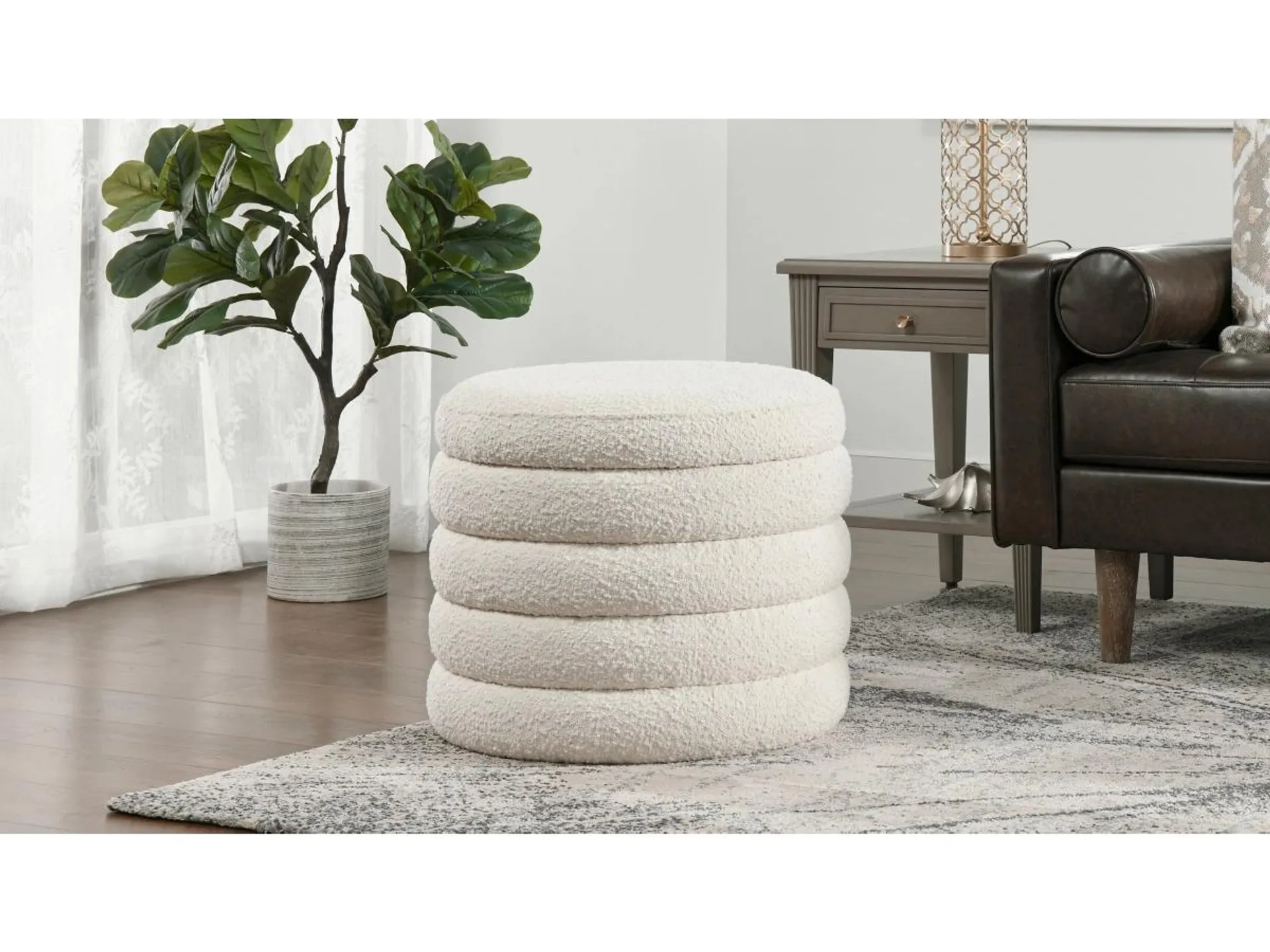 Jennifer Taylor Home Fuji 22" Round Storage Ottoman