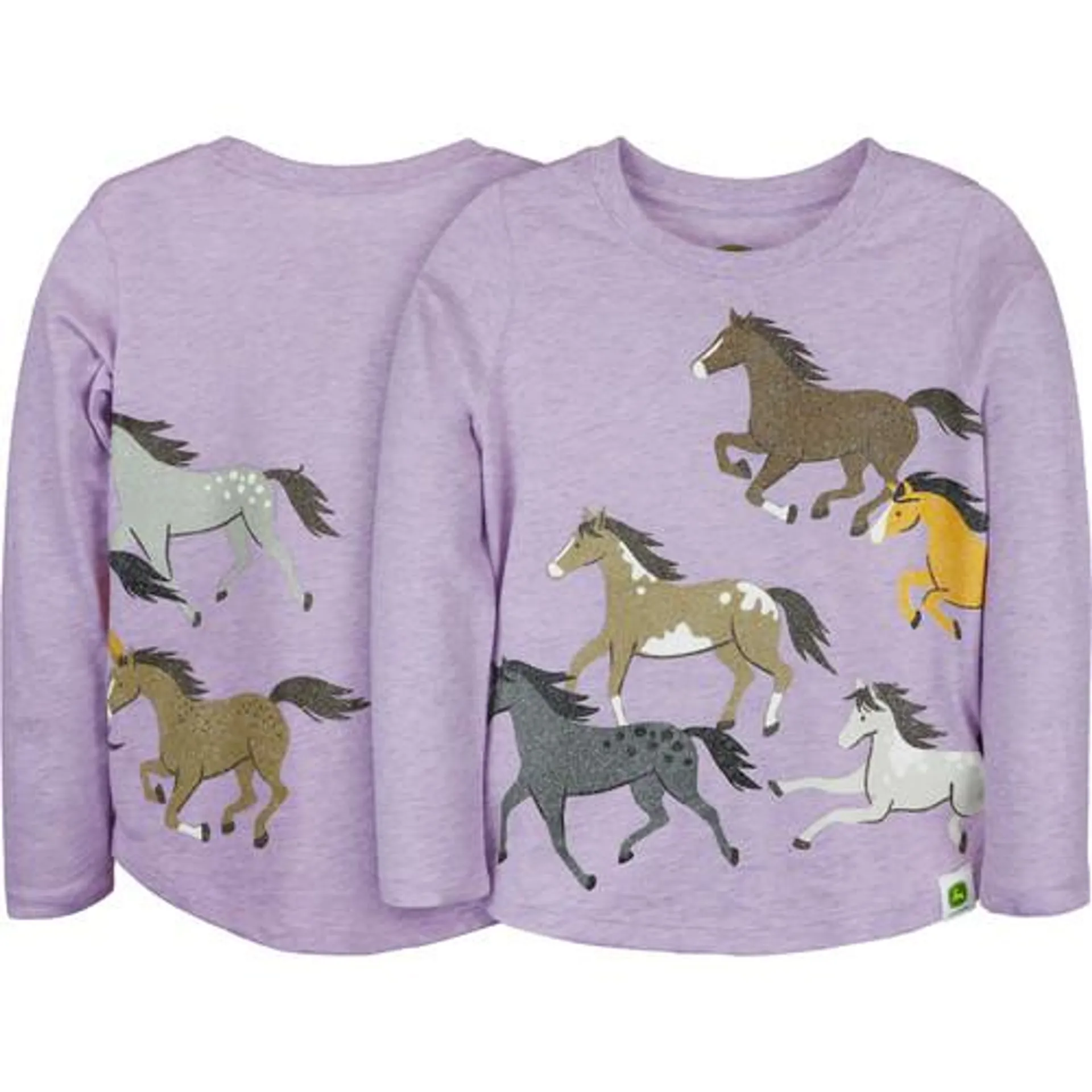 John Deere Girls Wild Horses Lavender Long Sleeve Shirt