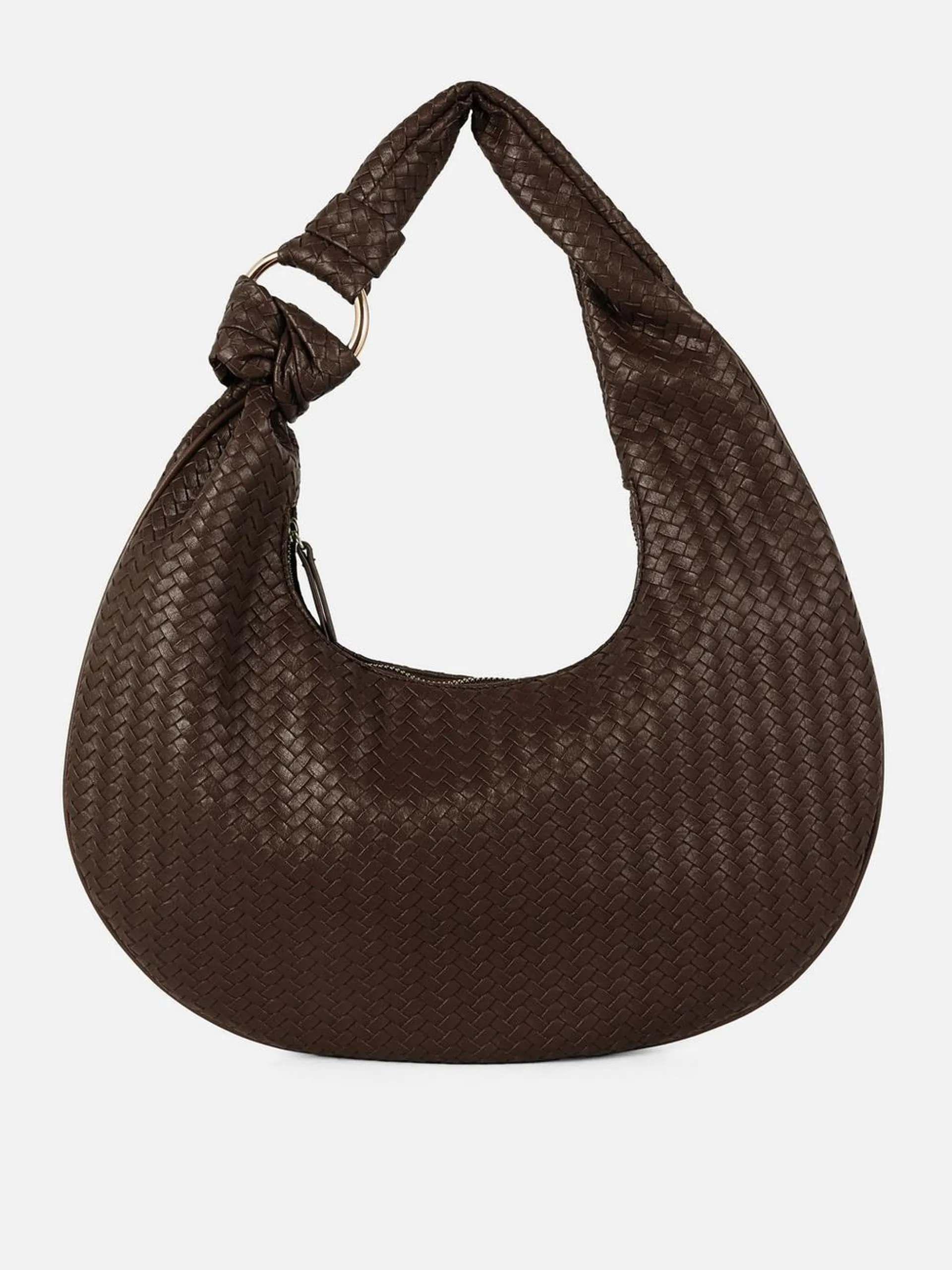 Woven Faux Leather Shoulder Bag