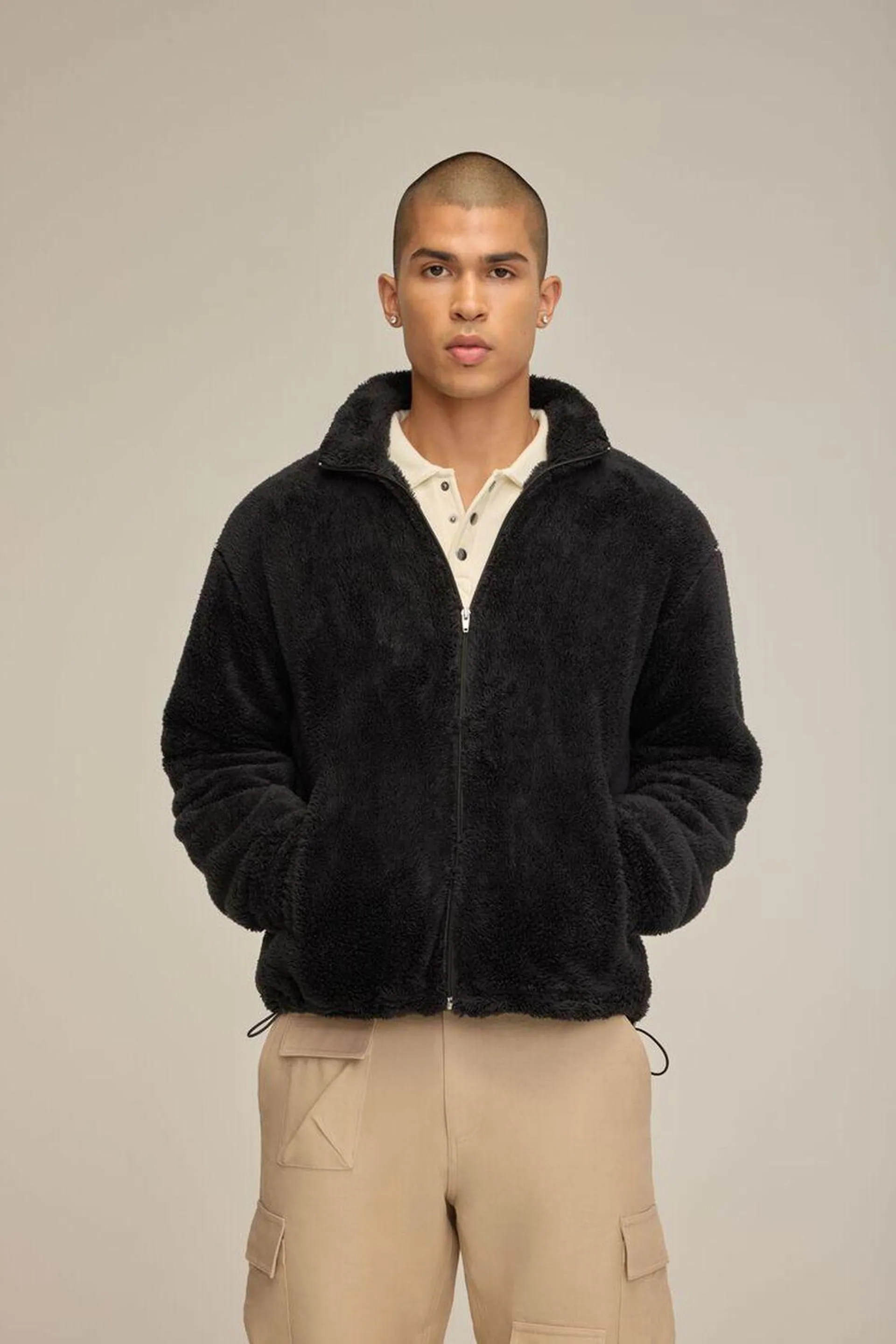 Faux Shearling Zip-Up Shacket