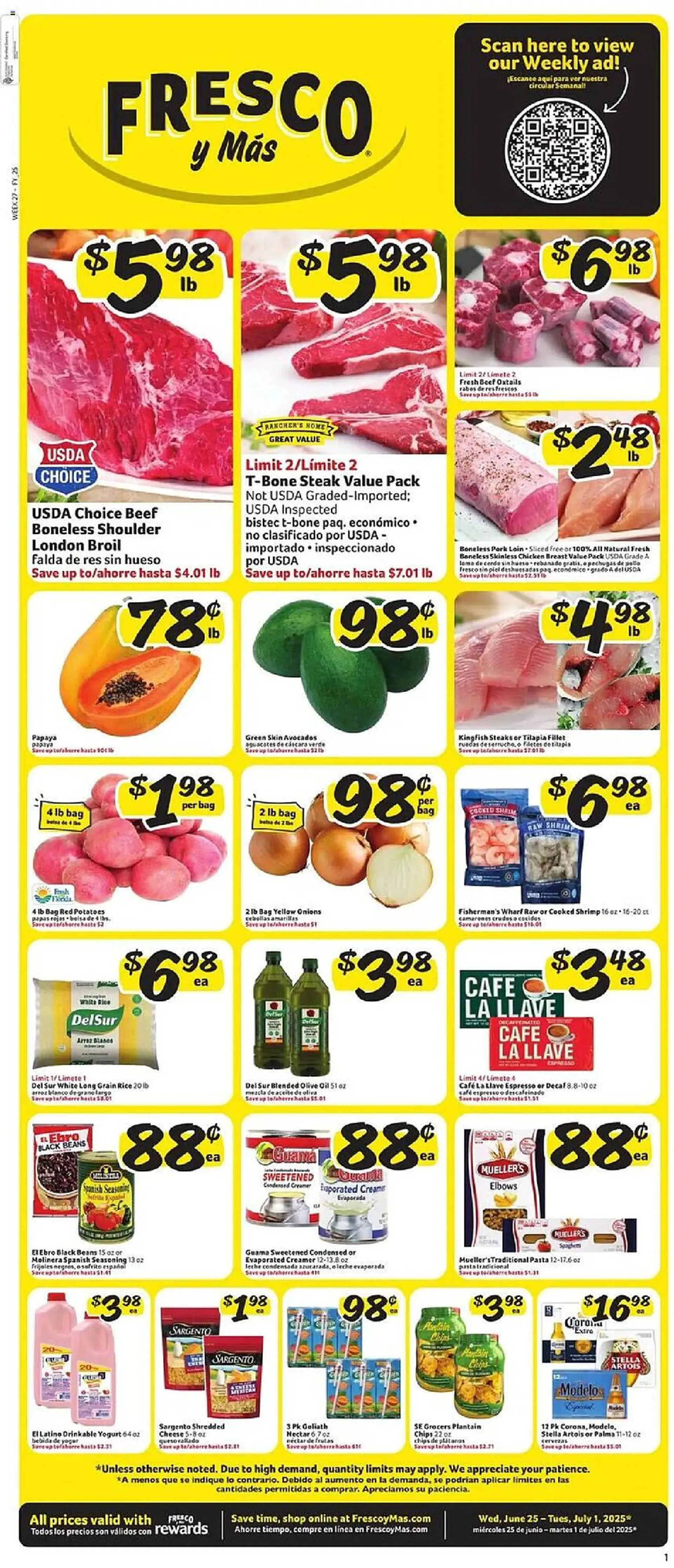 Weekly ad Fresco y Más Weekly Ad from June 25 to July 1 2025 - Page 1