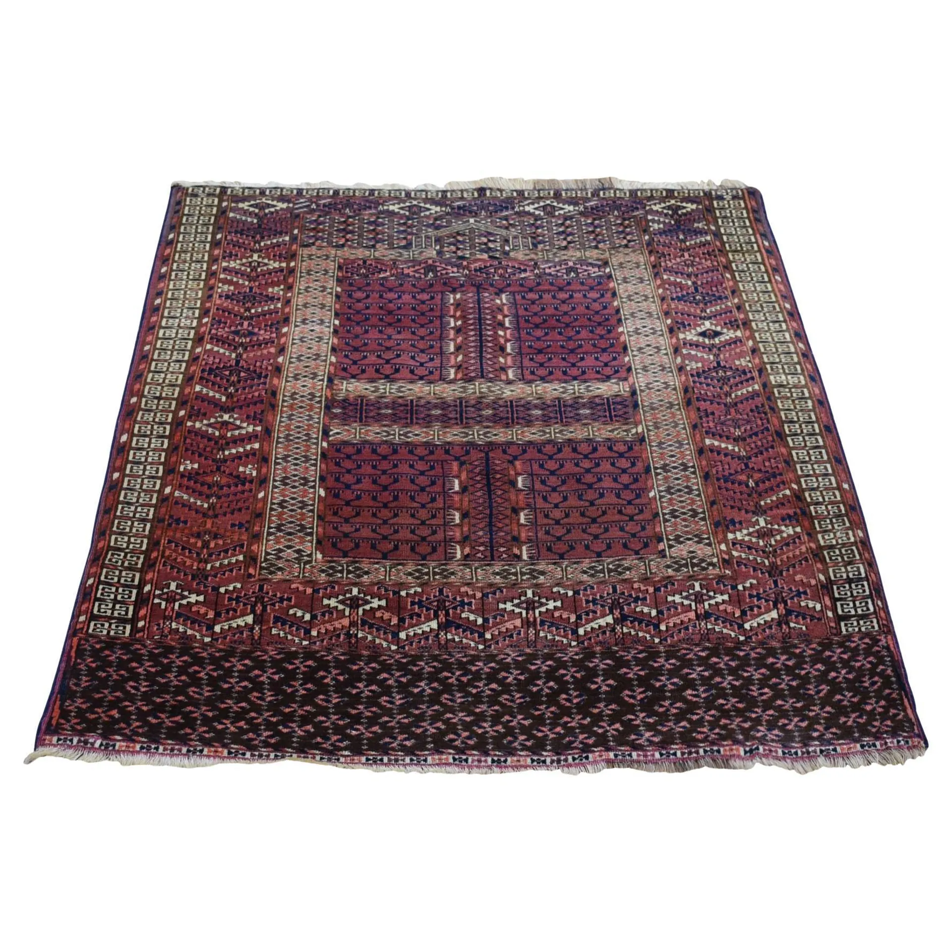 Rust Red Antique Turkoman Tekke Hutchlu Design 300 KPSI Soft Wool Rug