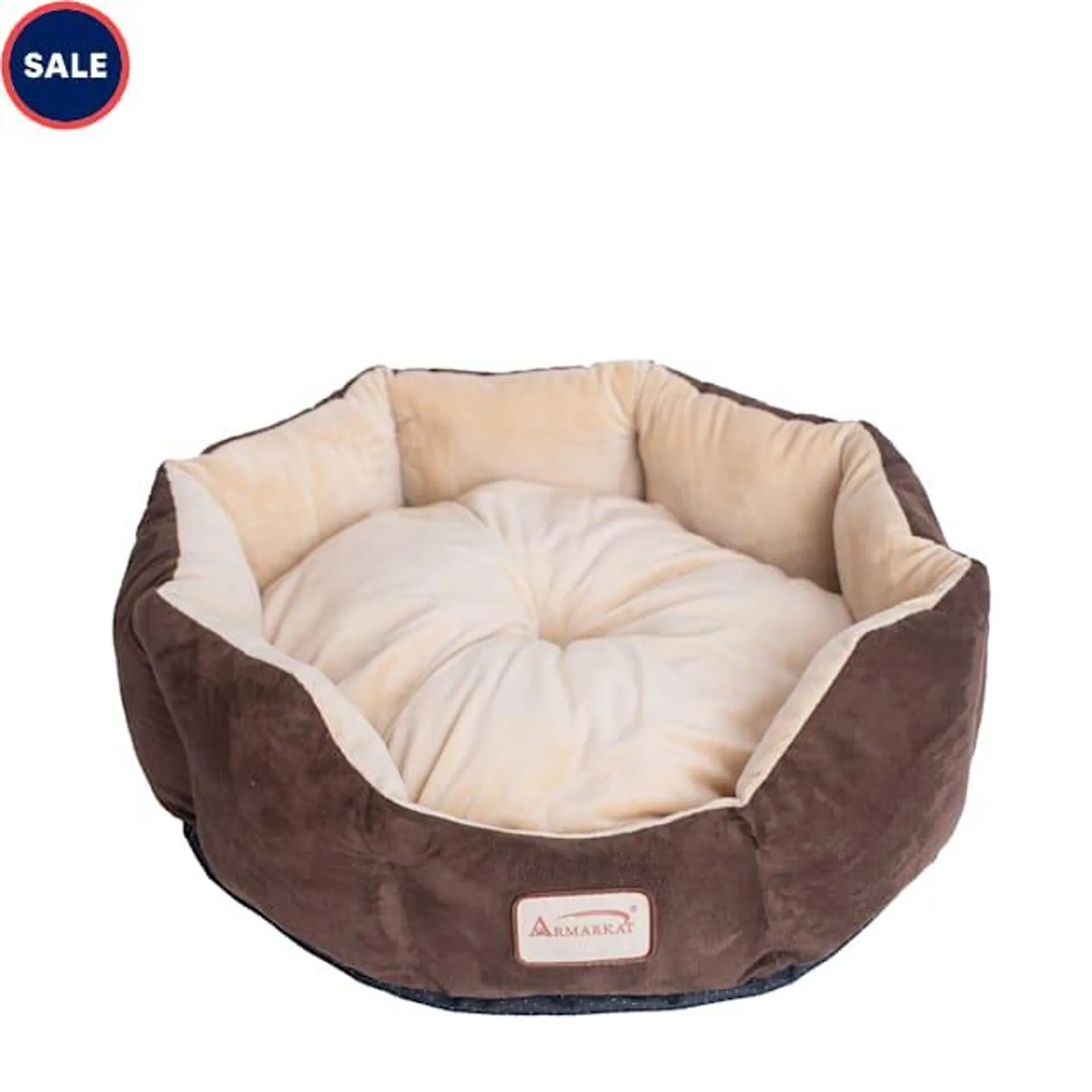 Armarkat Cozy Cat Bed in Mocha and Beige, 20" L X 20" W
