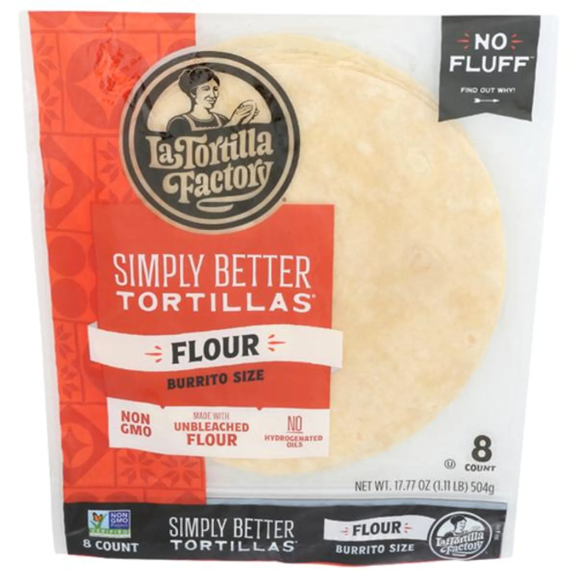 La Tortilla Factory Simply Better Burrito Size Flour Tortillas 8 Count