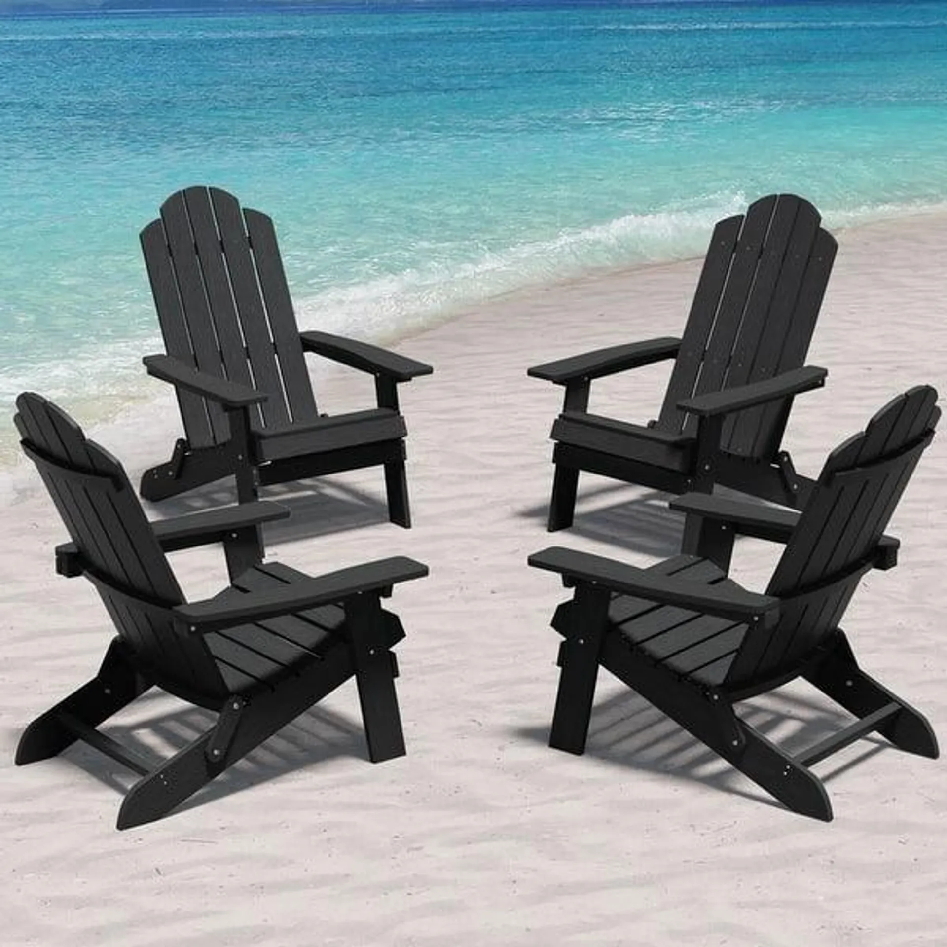 WINSOON All Weather HIPS Outdoor Folding Adirondack Chairs Outdoor Chairs Set of 4