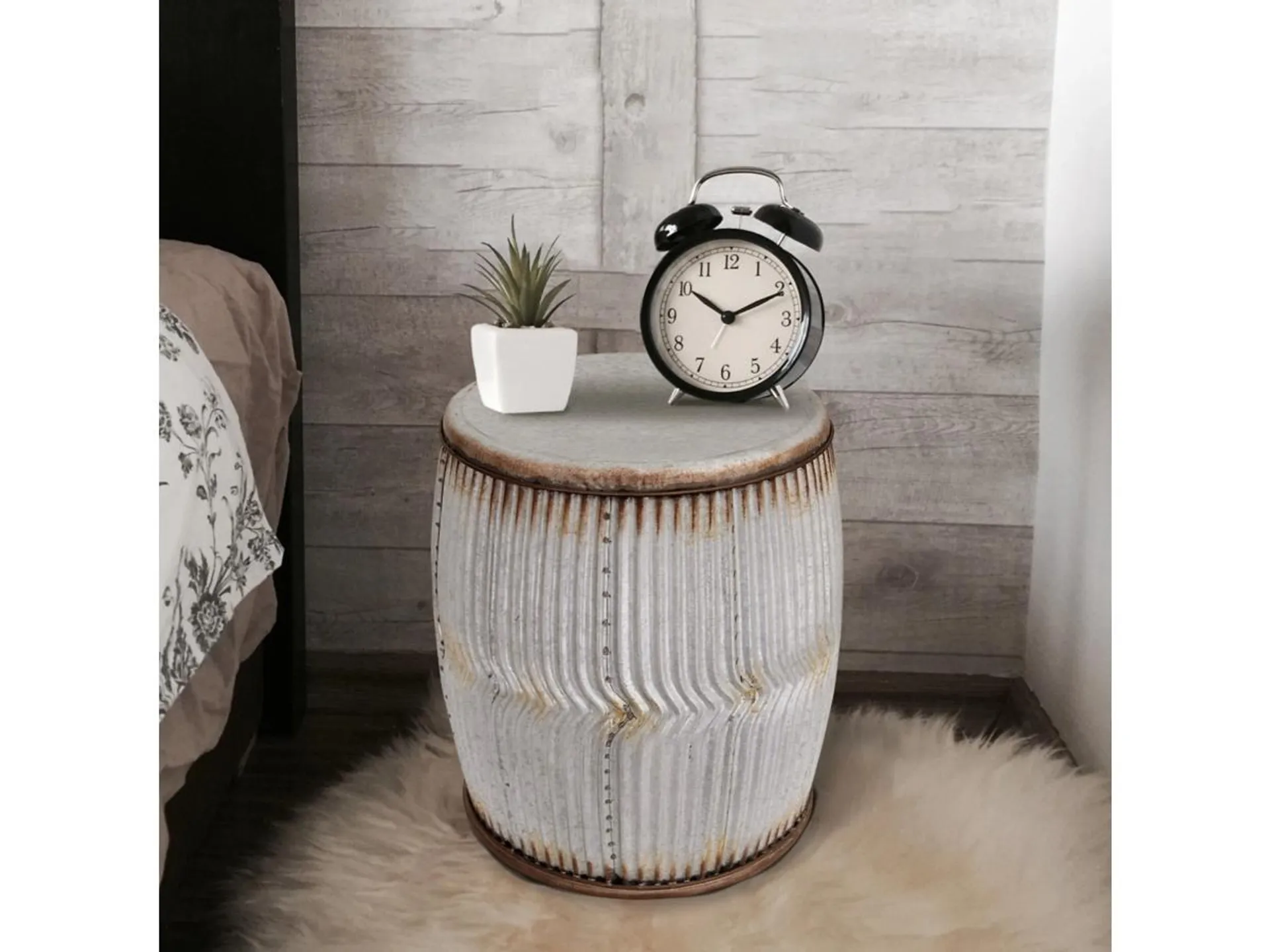 Storied Home Round Metal Stool/side Table