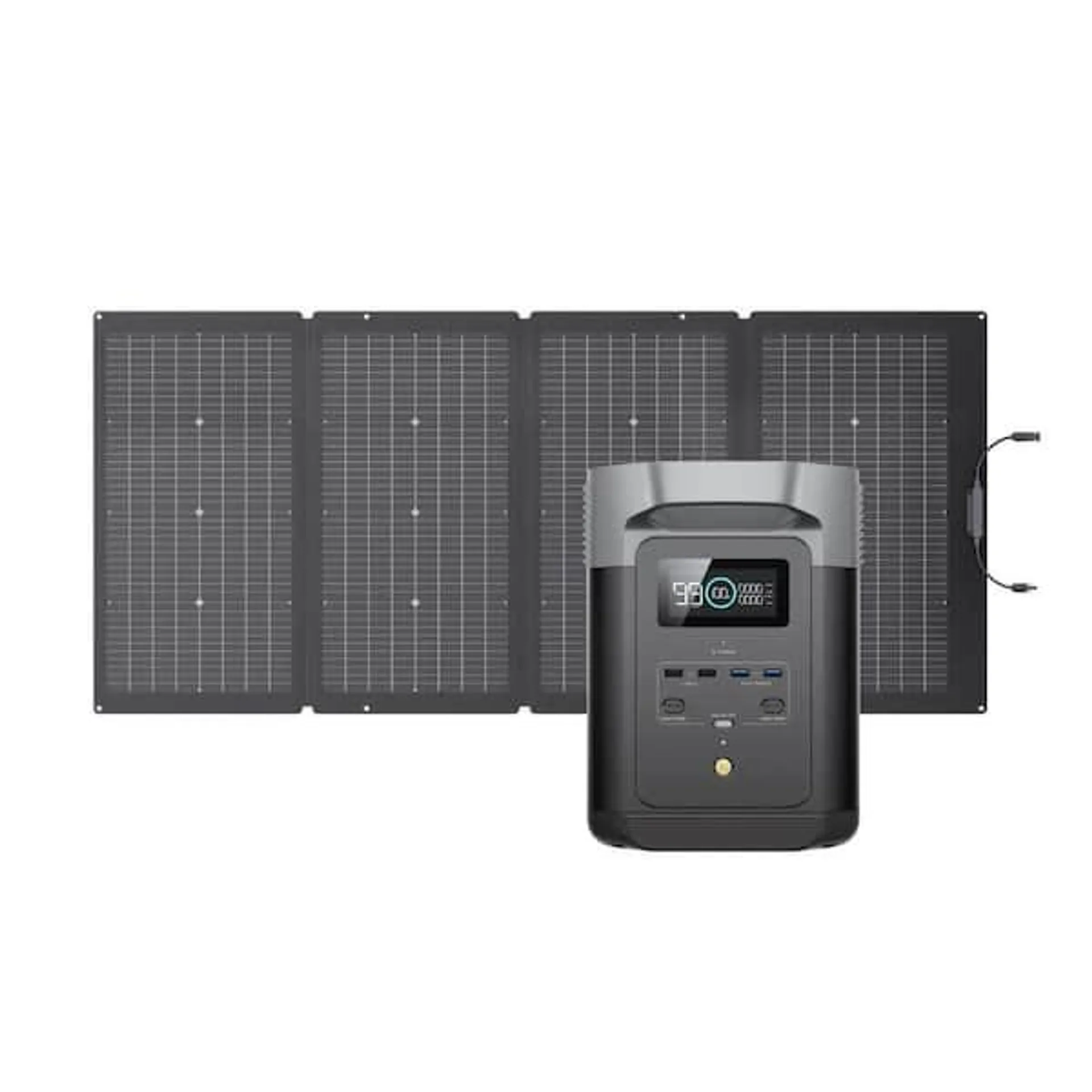 1800W Output/2700W Peak Solar Generator DELTA 2 Push-Button Start Battery Generator with 220W Solar Panel, LFP Battery