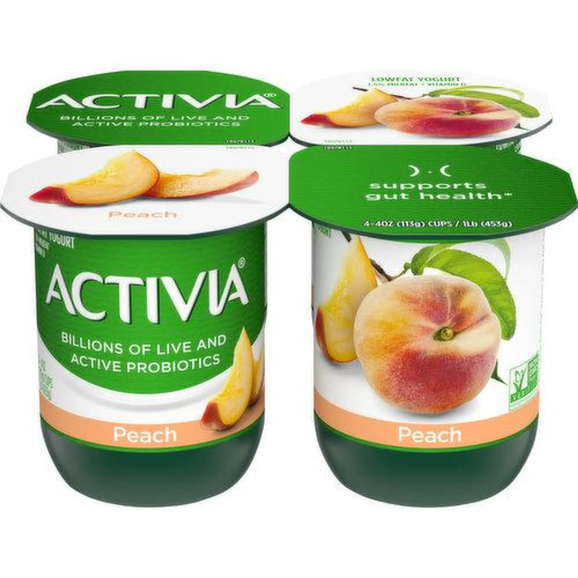 Activia Blended Peach Lowfat Probiotic Yogurt - 16 Ounce