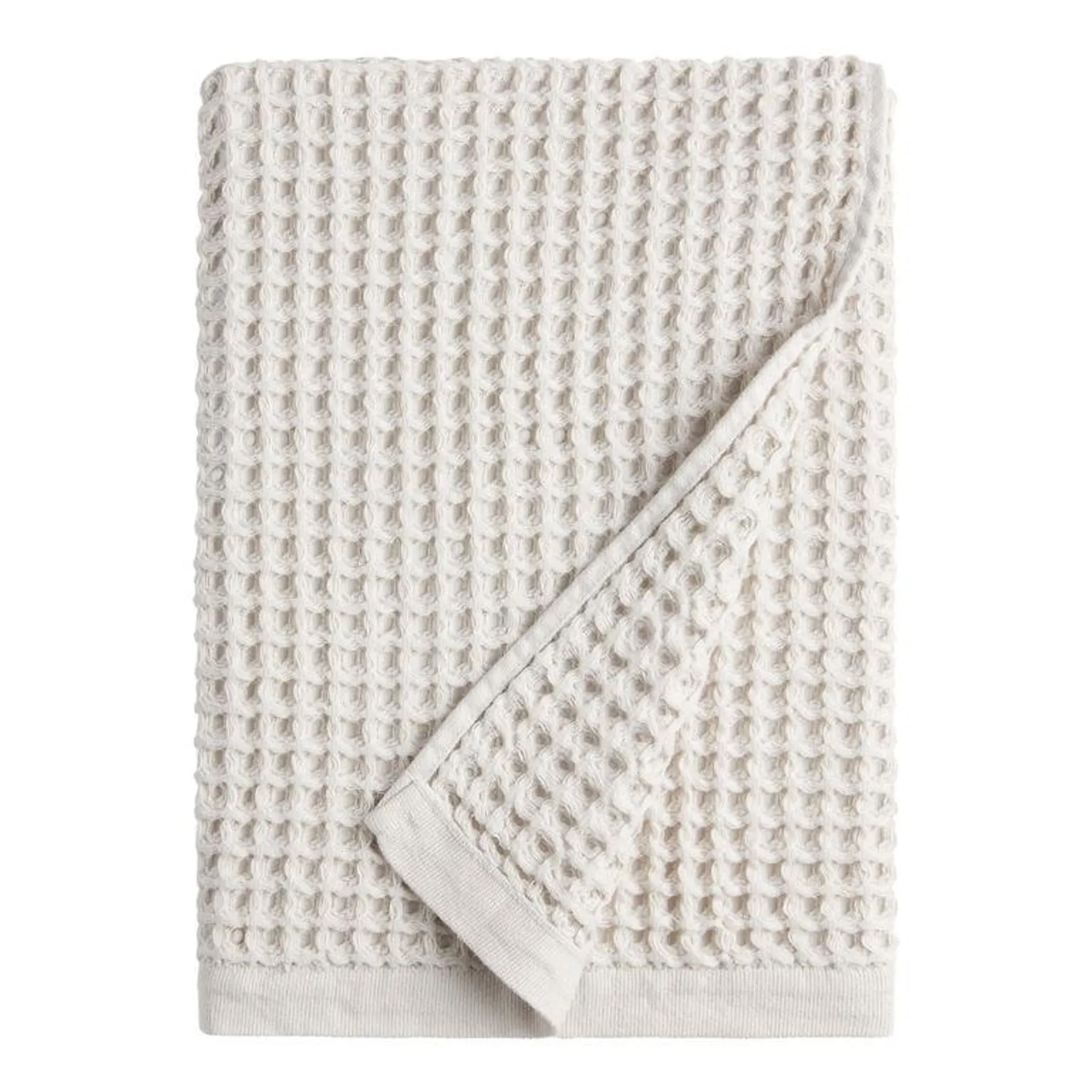 Light Gray Waffle Weave Cotton Bath Towel