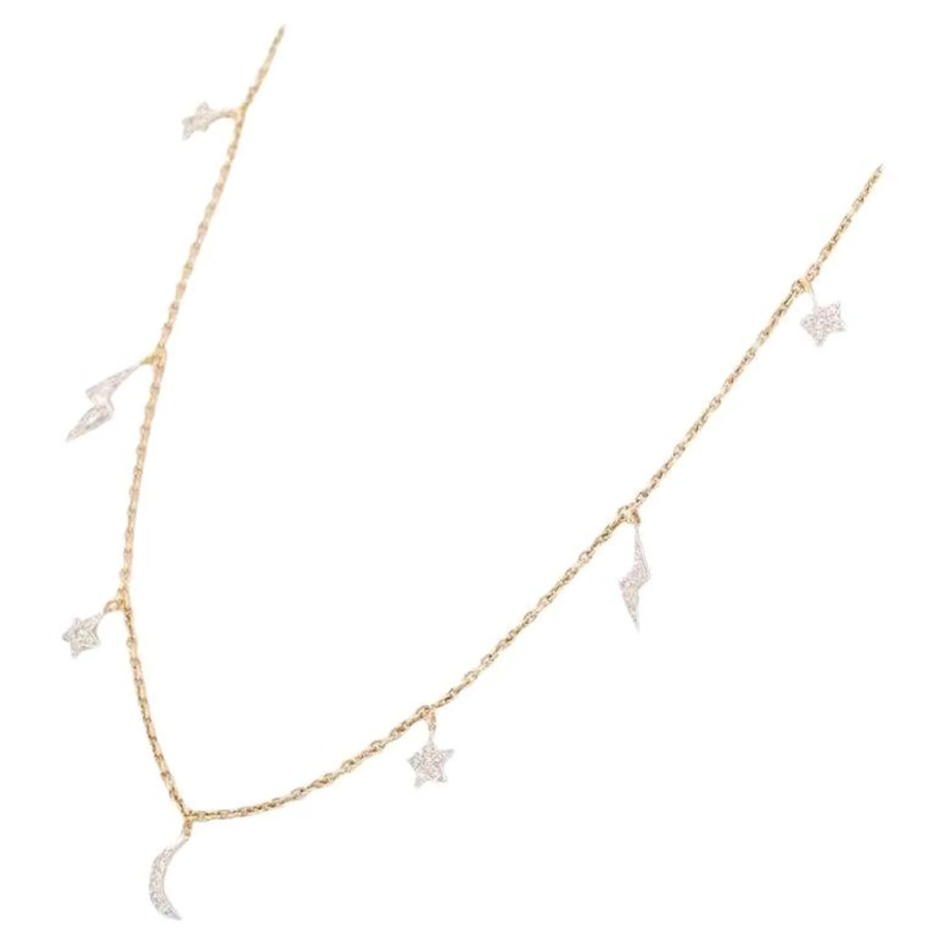 18K Yellow Gold Everyday Diamond Celestial Necklace