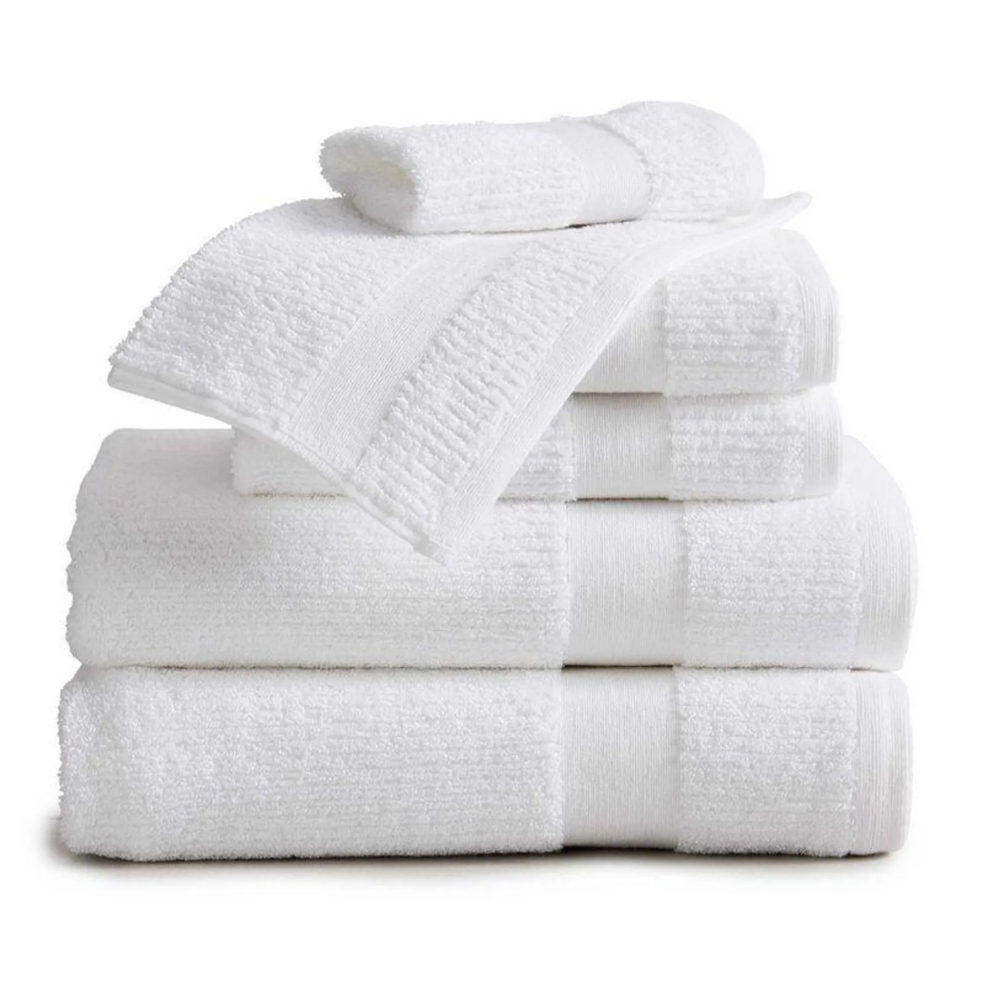 Market & Place Cotton Quick Dry Ribbed 6-Piece Bath Towel Set