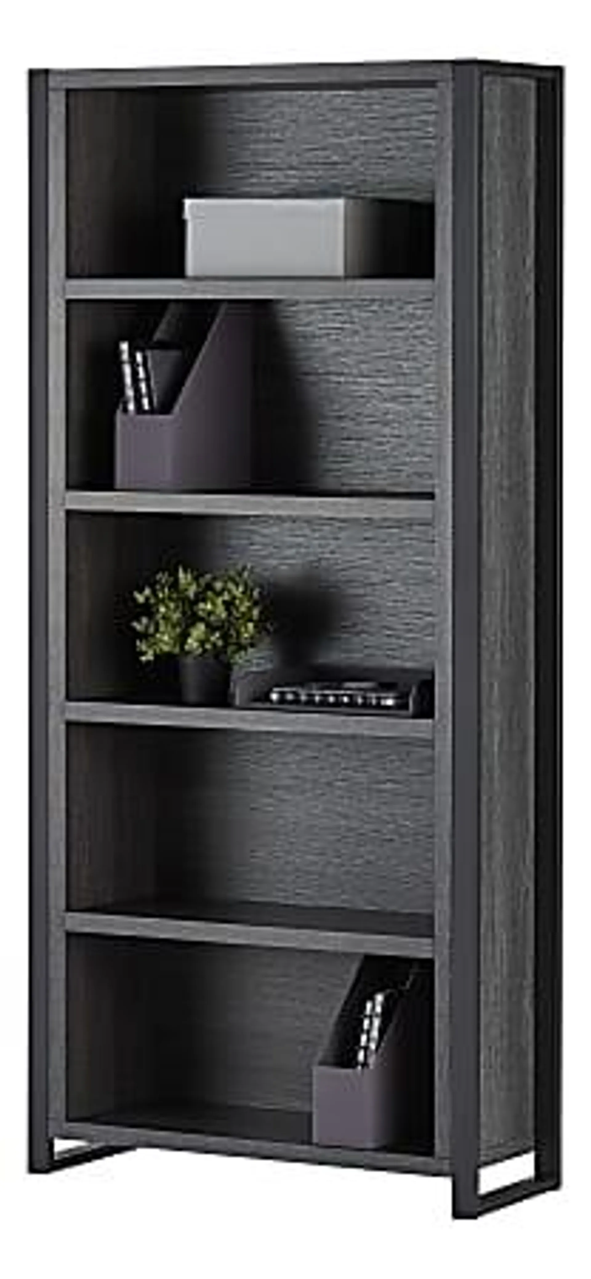 Realspace® DeJori 70"H 5-Shelf Bookcase, Charcoal