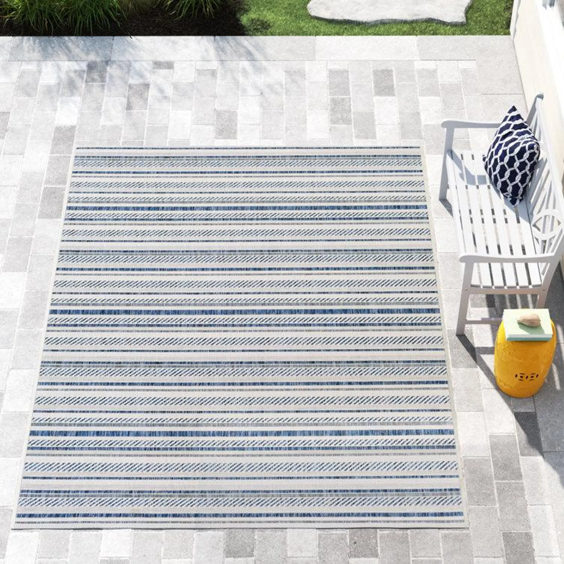 Bellino Striped Denim Indoor/Outdoor Area Rug