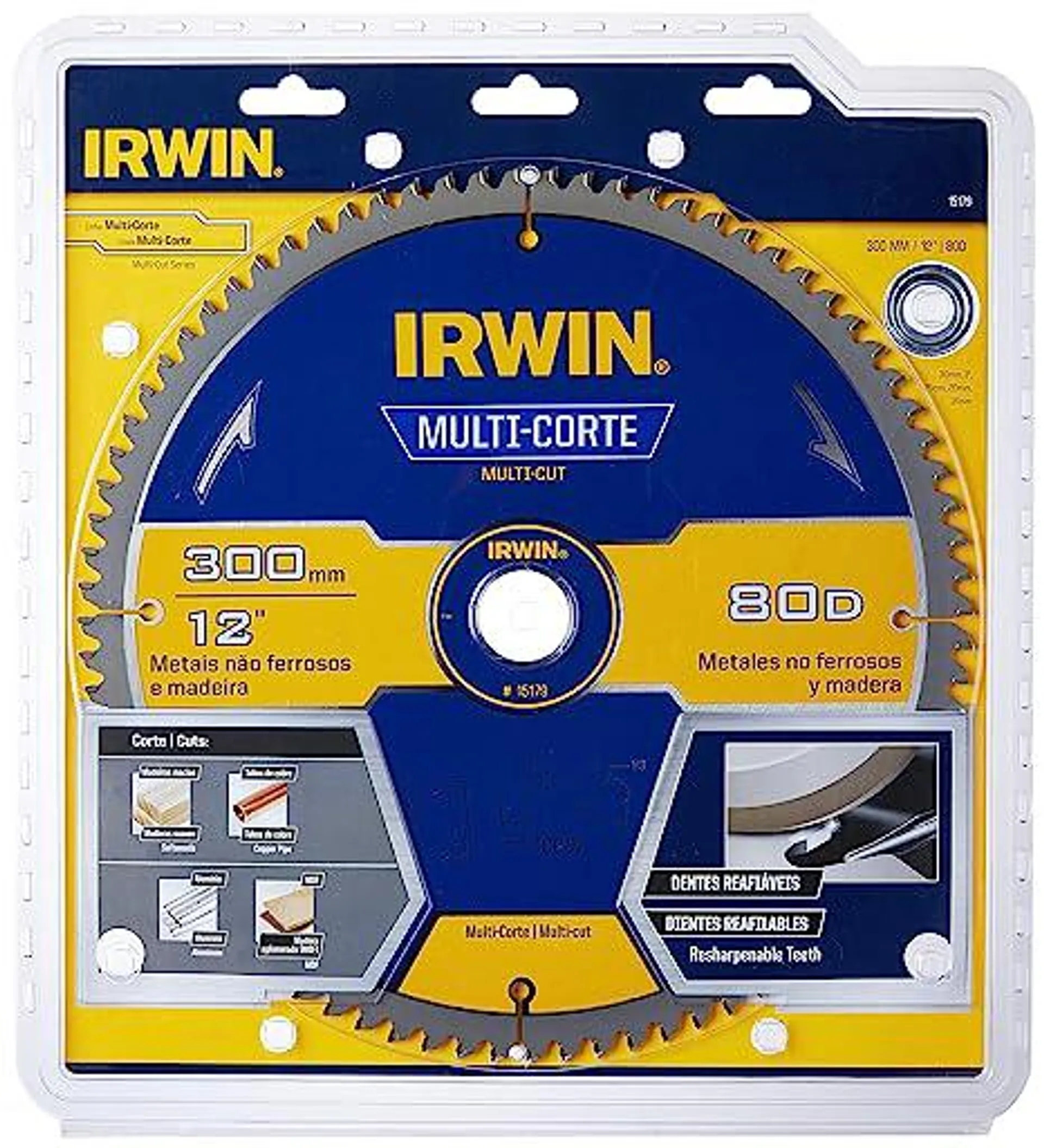 Irwin 15179 Multicut Circular Saw Blade 300mm 80 Teeth Silver/Blue and Yellow15179