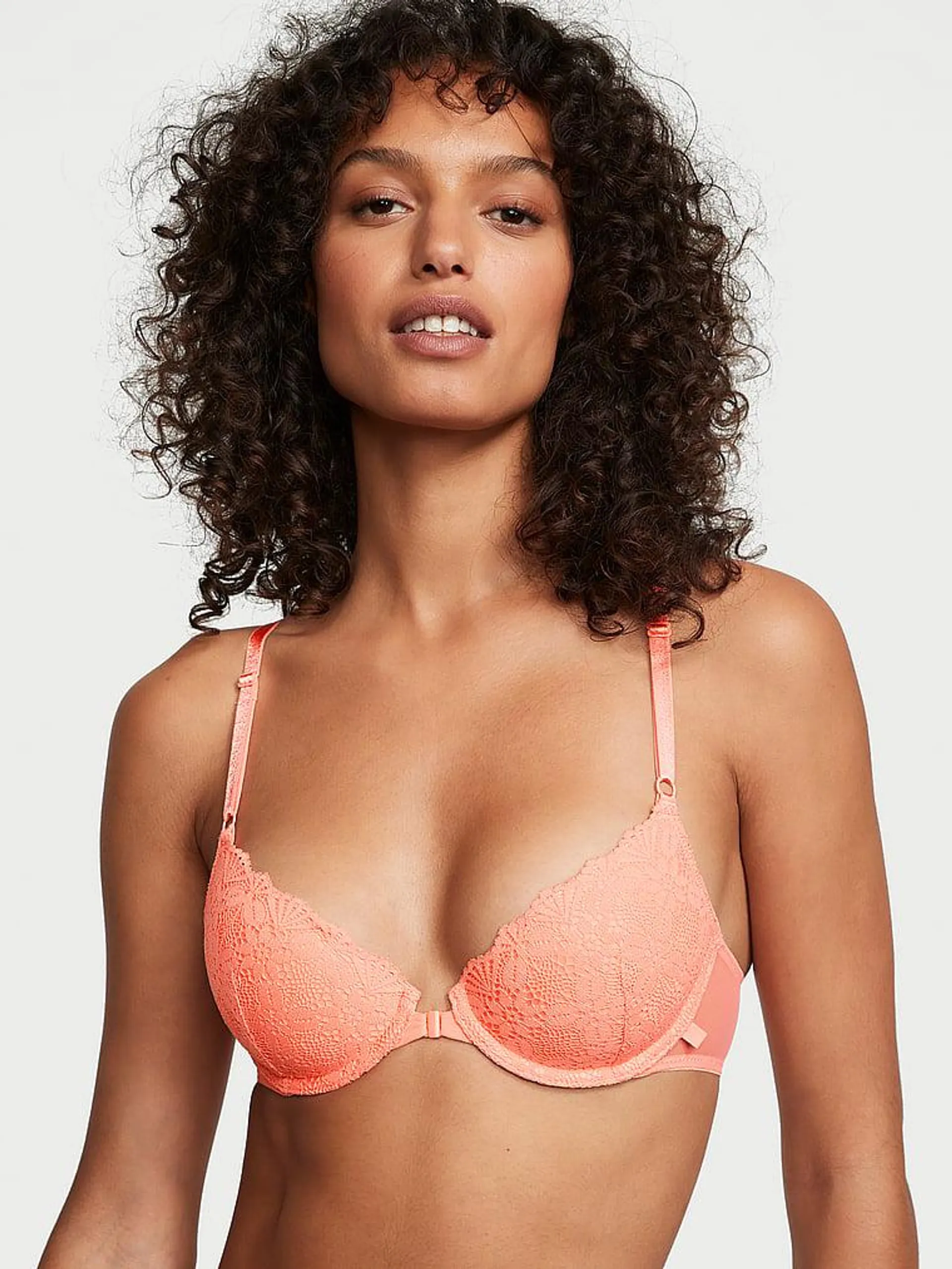 Sexy Tee Lightly Lined Front-Close Lace Demi Bra