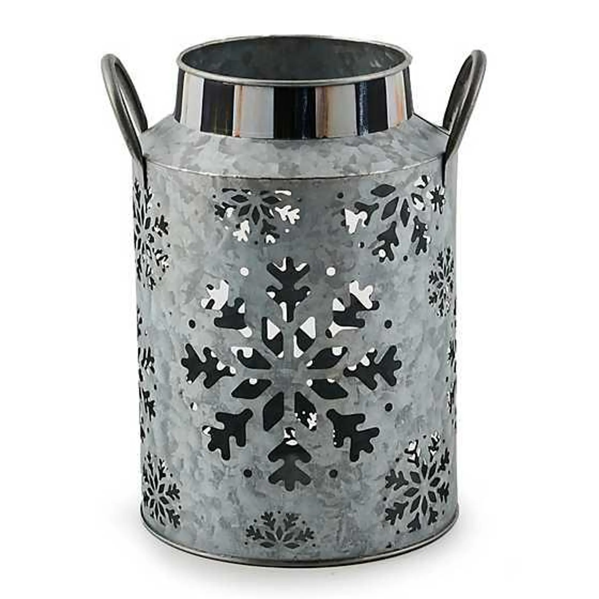 Snowflake Small Galvanized Metal Lantern