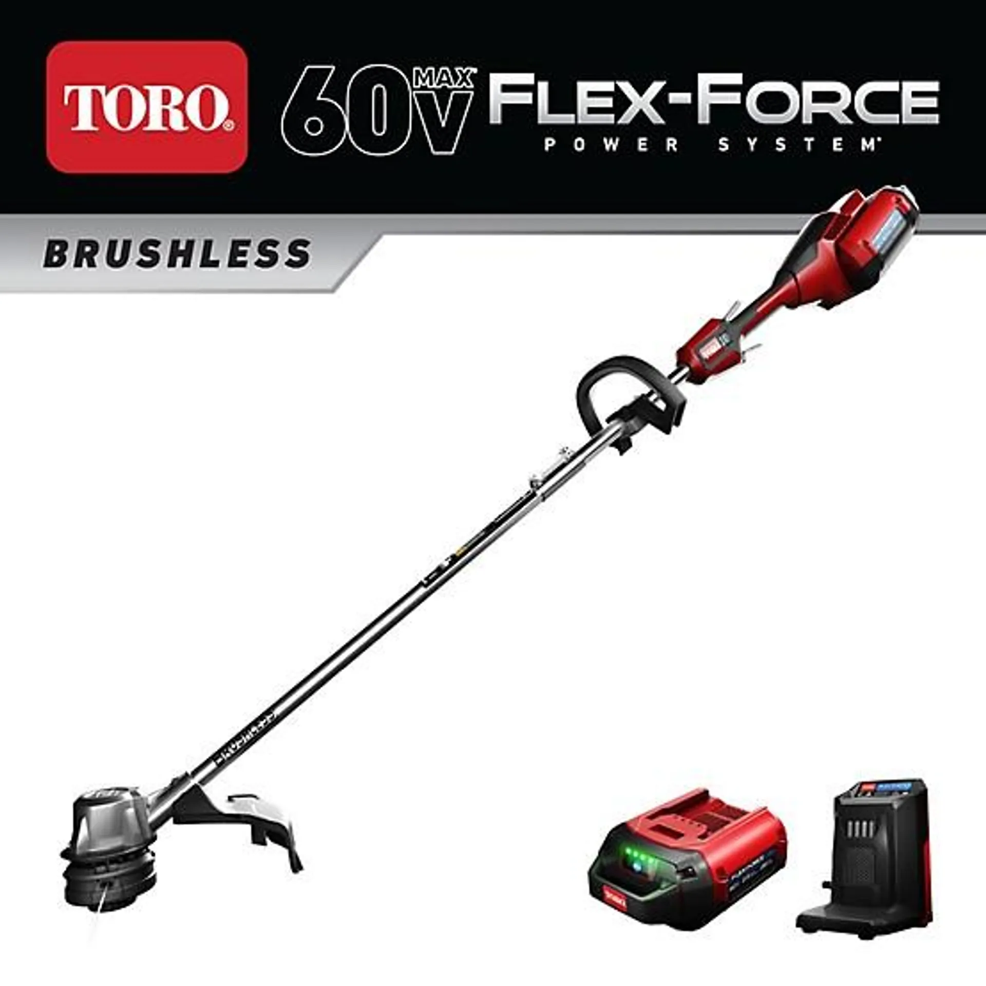 16 in. 60V Max Cordless Flex-Force Brushless 14 in./16 in. String Trimmer, Battery and Charger Included