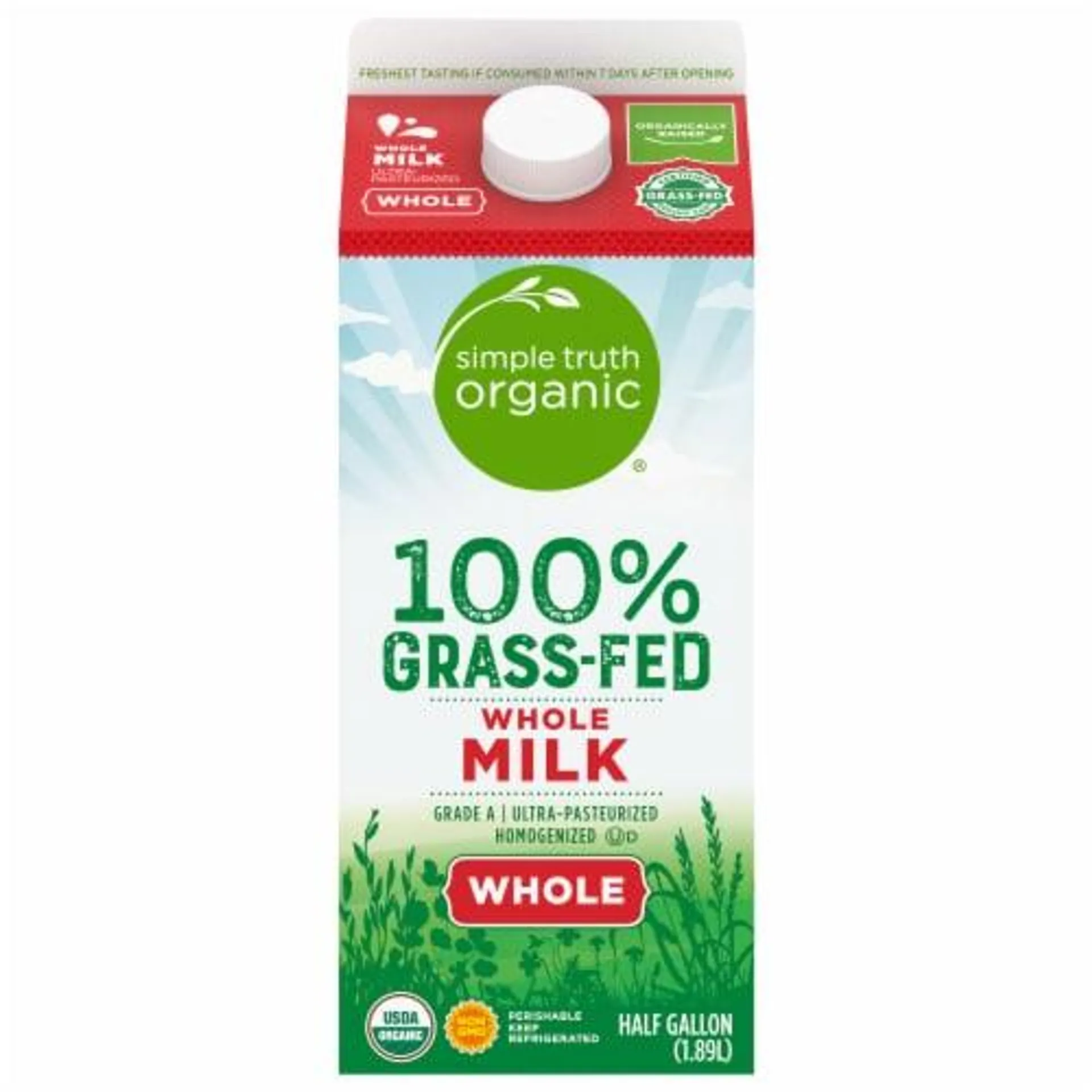 Simple Truth Organic® 100% Grassfed Whole Milk Half Gallon