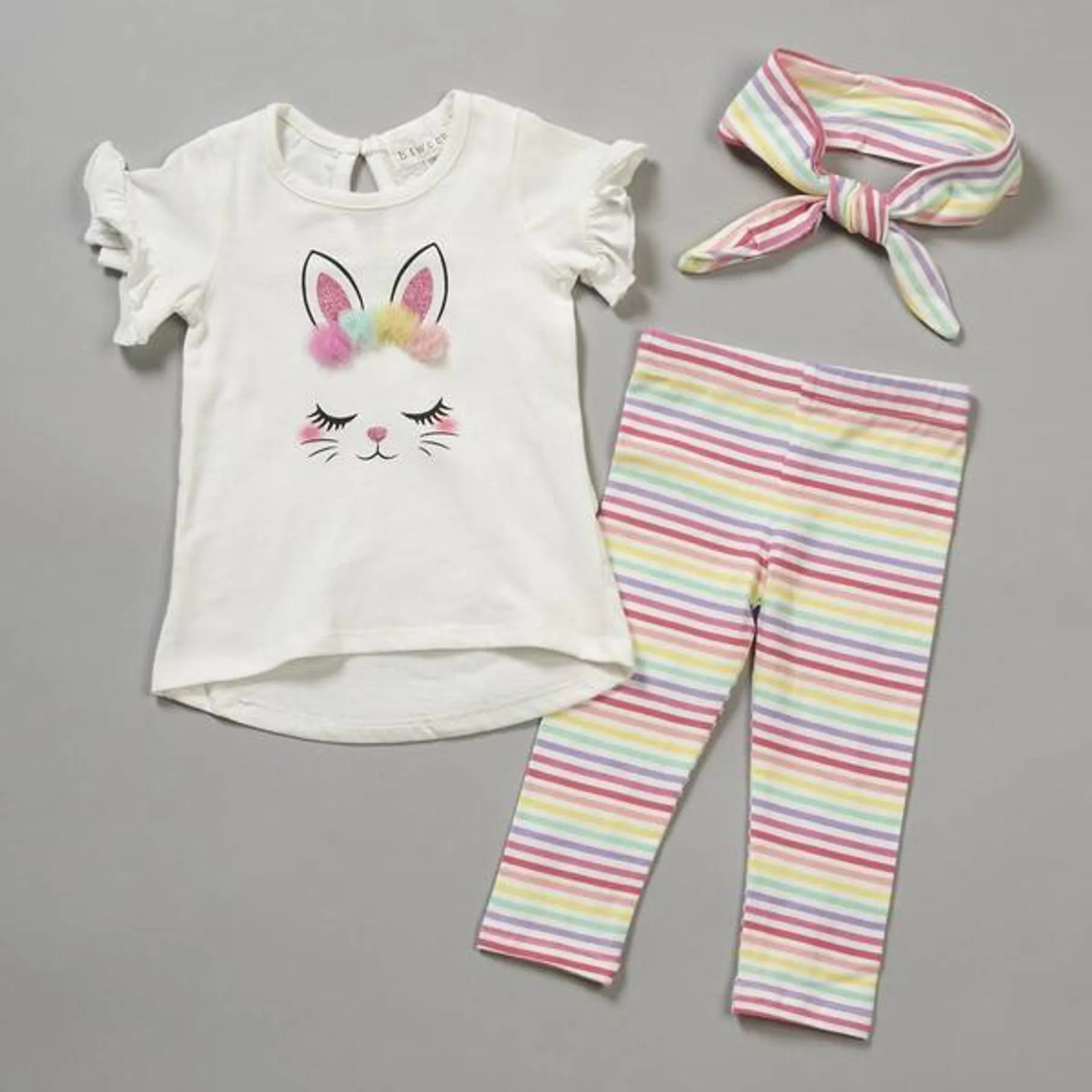 Baby Girl (12-24M) BTween® Bunny Face High Low Top & Leggings Set