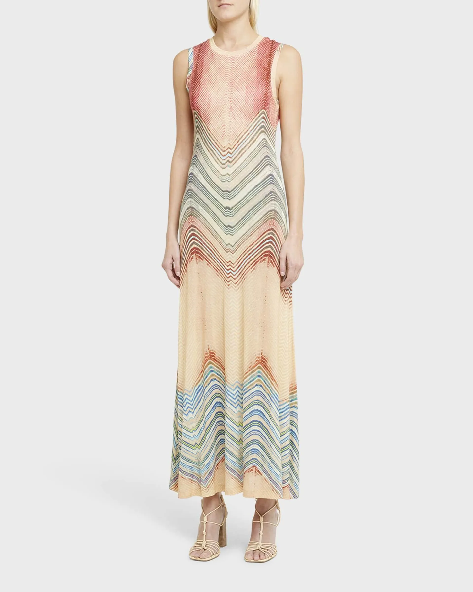 Orla Sleeveless Chevron-Print Jersey Maxi Dress