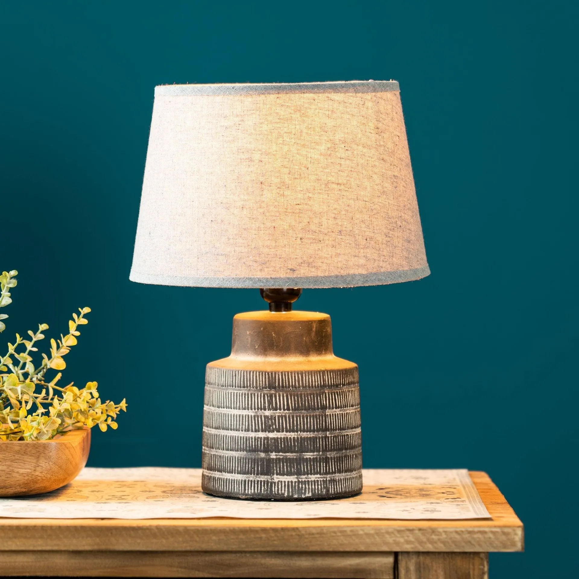 Etched 21" Terra Cotta Table Lamp