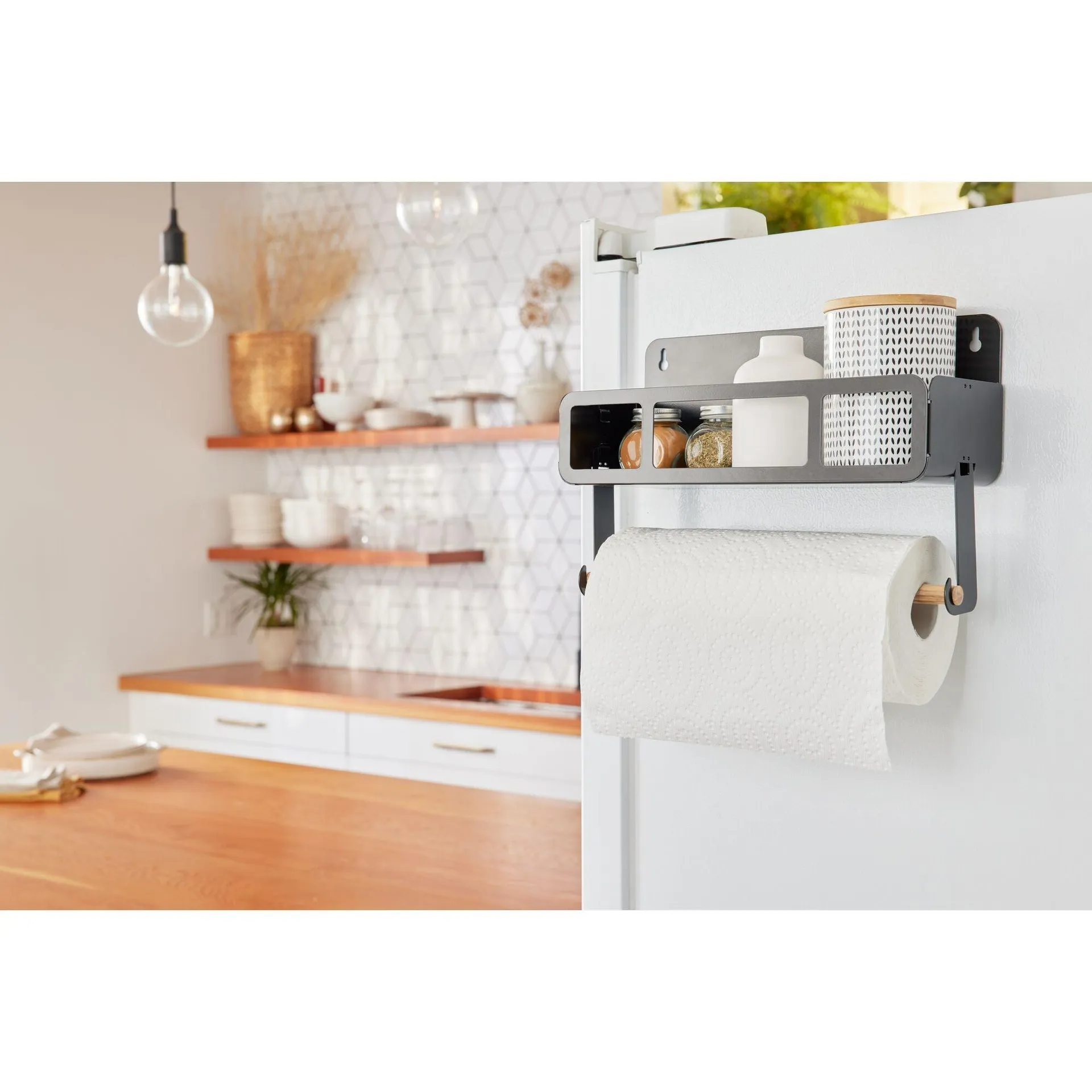 Hanging | Magnetic Rack System-Shelf With Brackets, Black