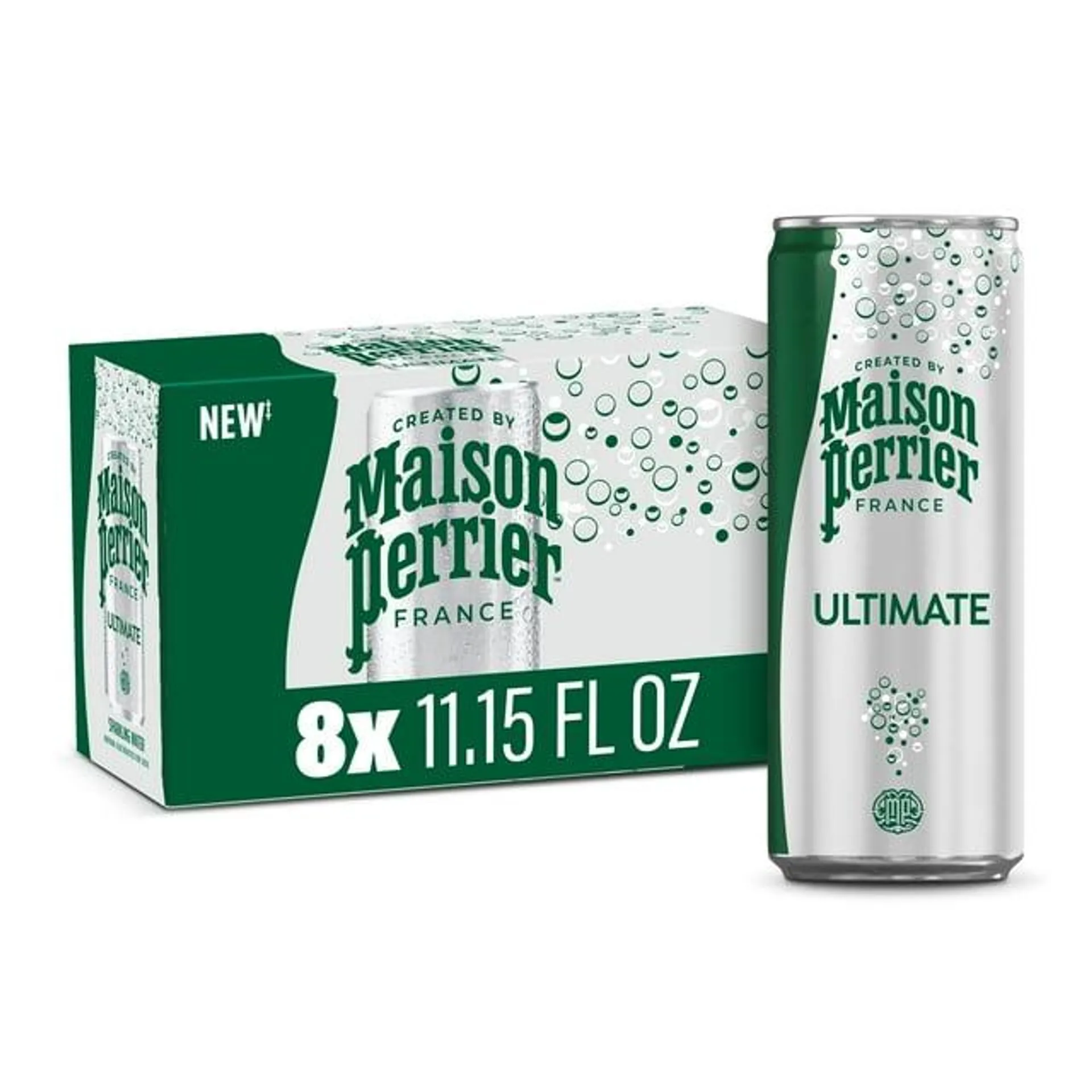 Maison Perrier Unflavored Ultimate Sparkling Water, 89.2 fl oz, 8 Pack Cans