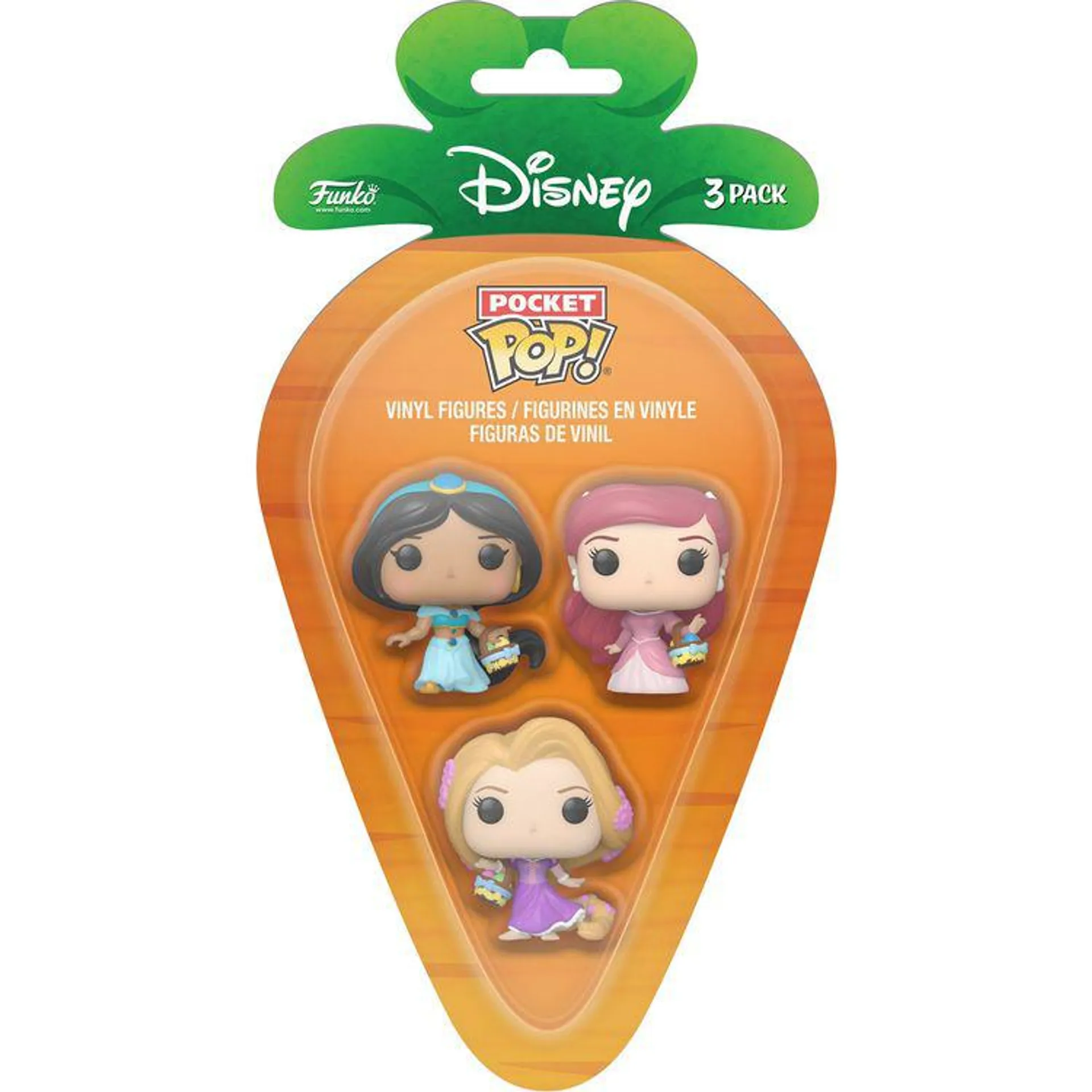 Carrot Pocket POP: Disney Princesses Jasmine, Rapunzel & Ariel 3 Pack