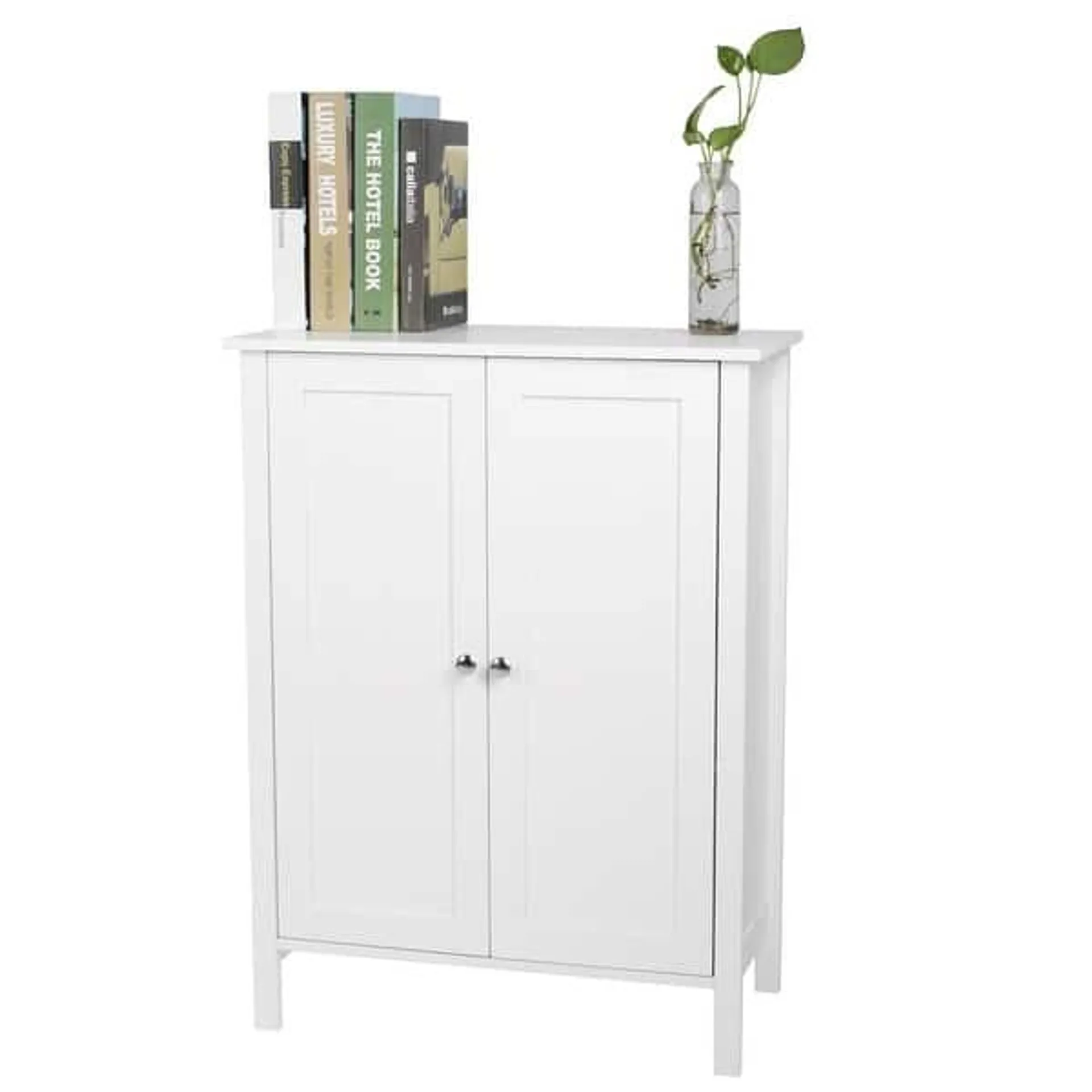 White Double Doors Adjustable Freestanding Bathroom Cabinet - 23.62" x 11.81" x 31.50"