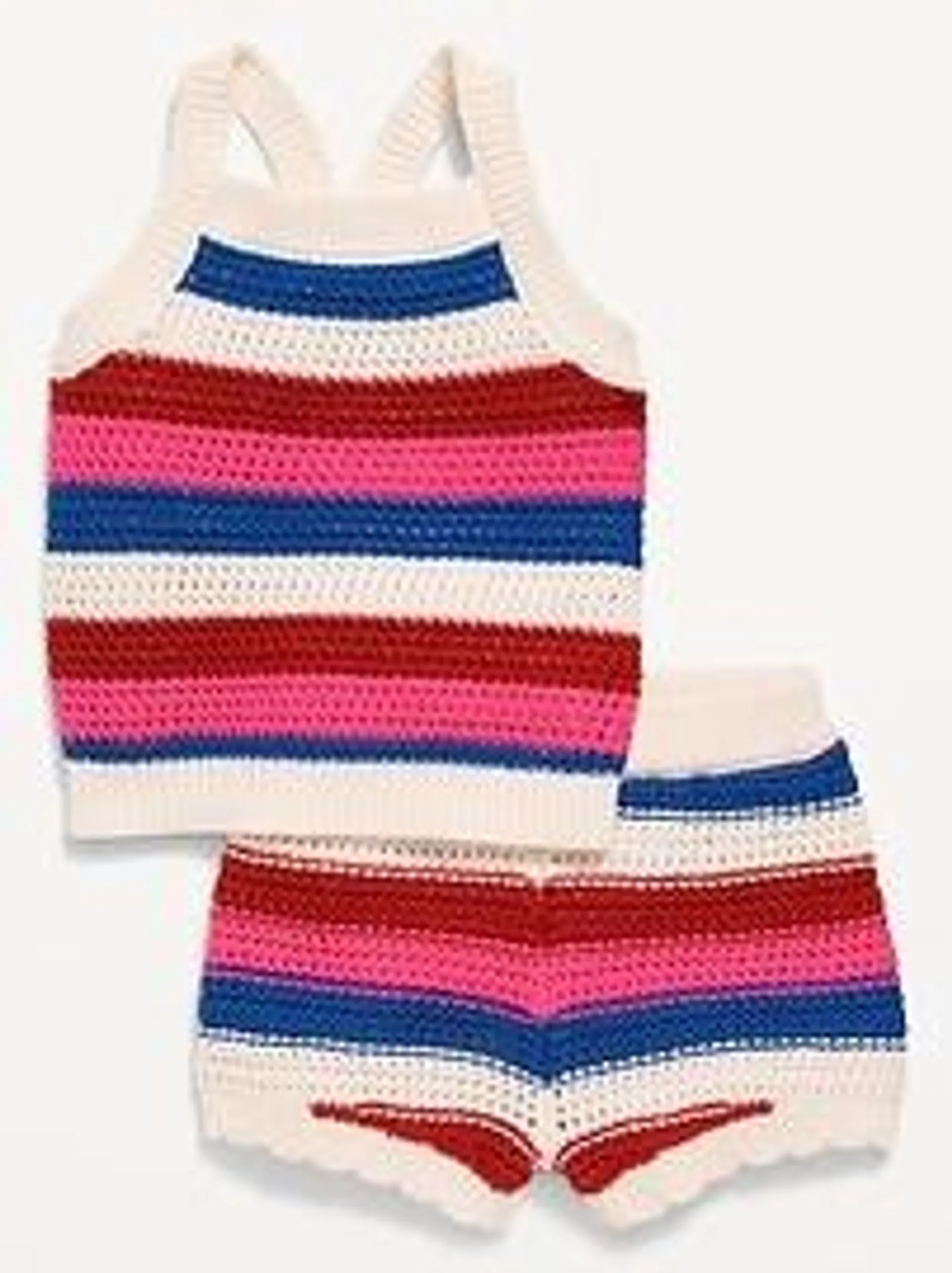 Sleeveless Sweater-Knit Tank and Shorts Set for Baby