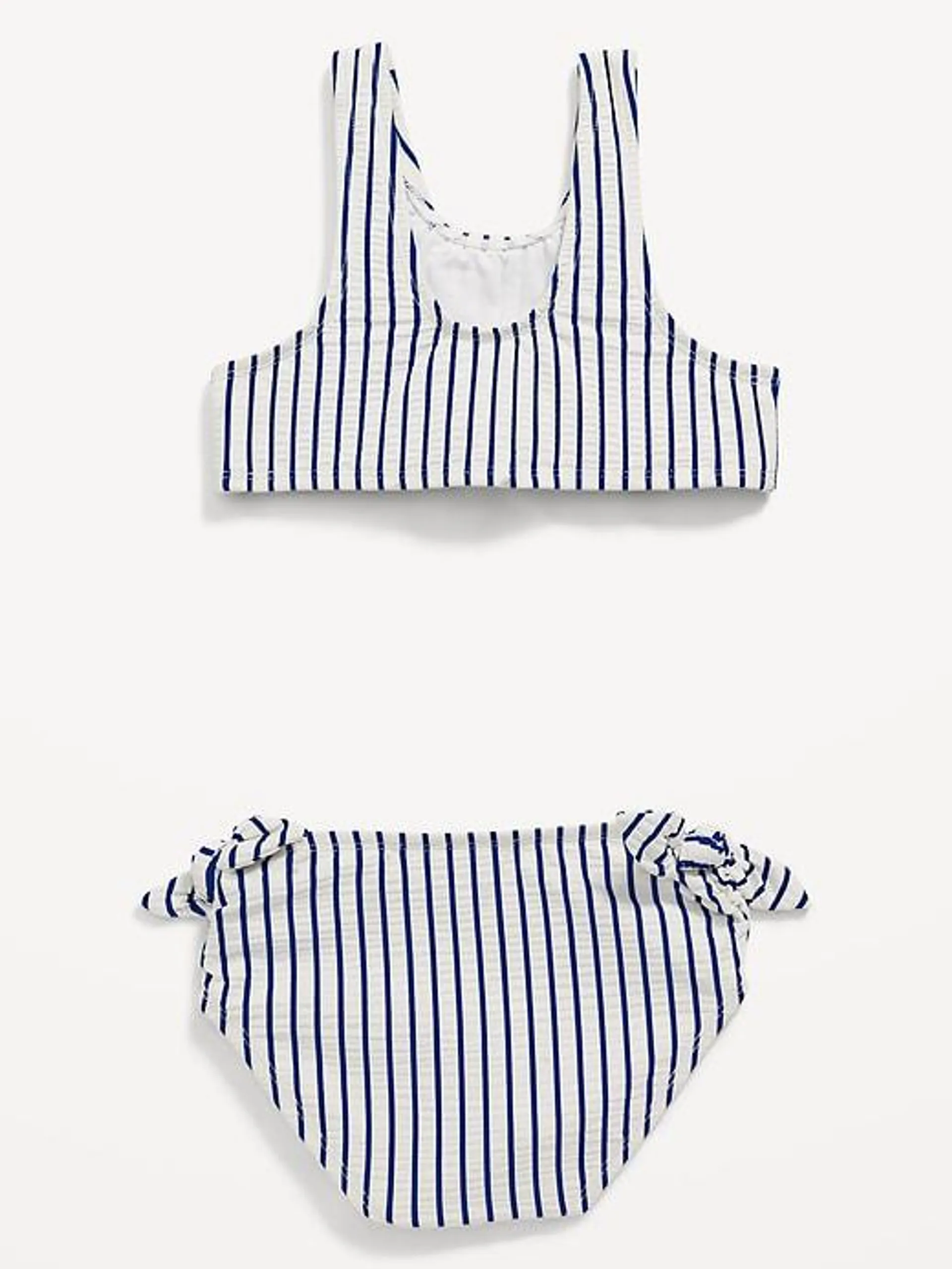 Striped Tie-Front Bikini Swim Set for Toddler Girls