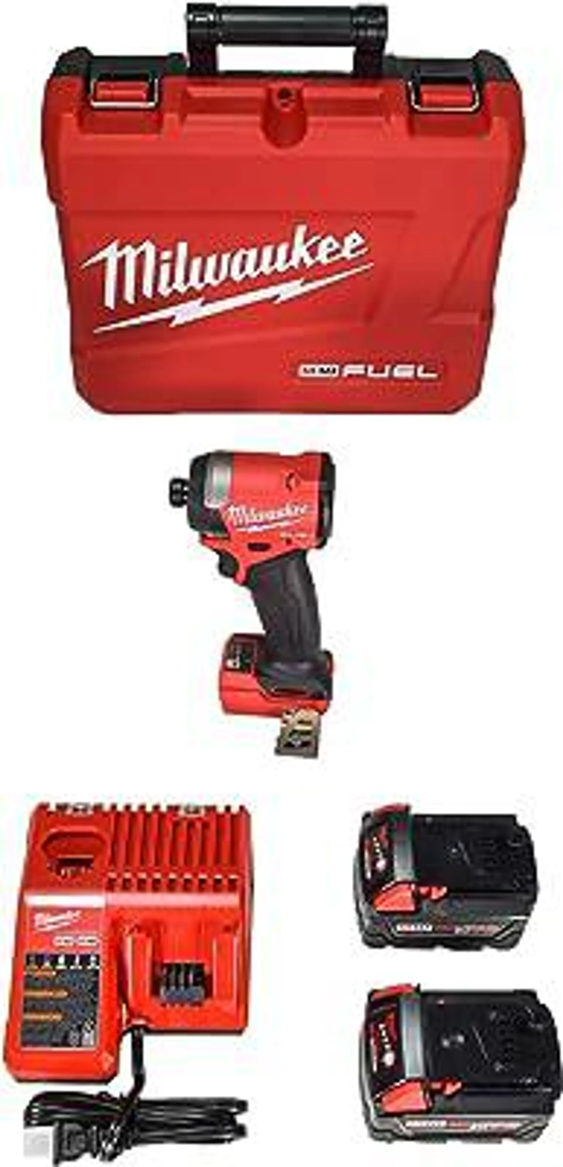 Milwaukee 2953-22 18V Cordless Brushless 1/4" Hex Impact Driver Kit with (2) 5.0Ah Lithium Ion Batteries, Charger & Tool Case