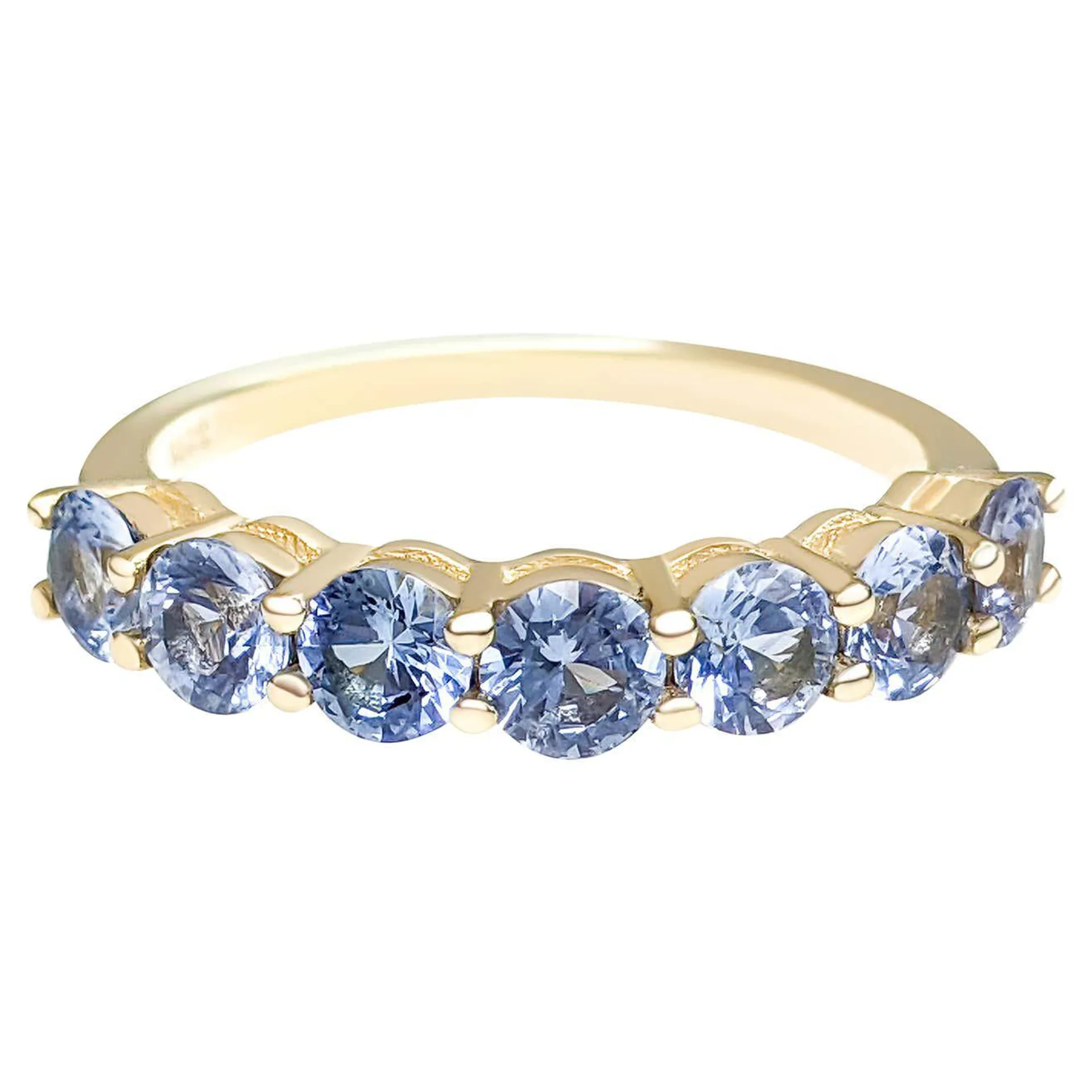 $1 NO RESERVE! 1.54ct Light Blue Sapphire Eternity Band, 14K Yellow Gold Ring