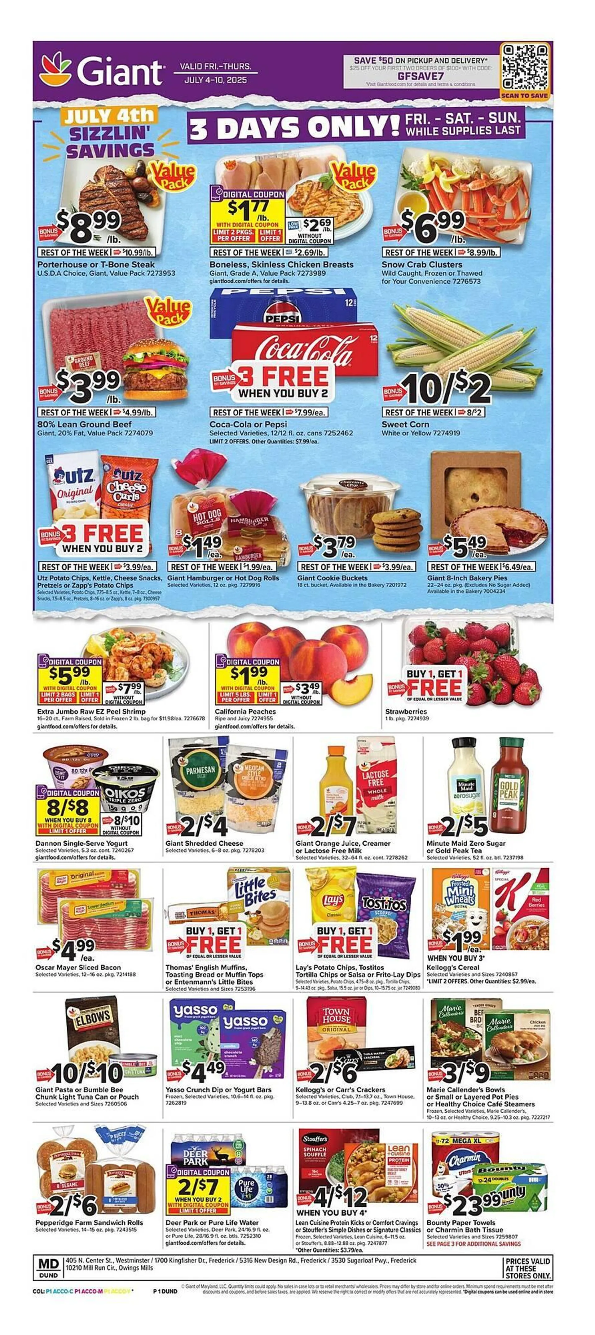 Weekly ad Giant Food Weekly Ad from July 4 to July 10 2025 - Page 1