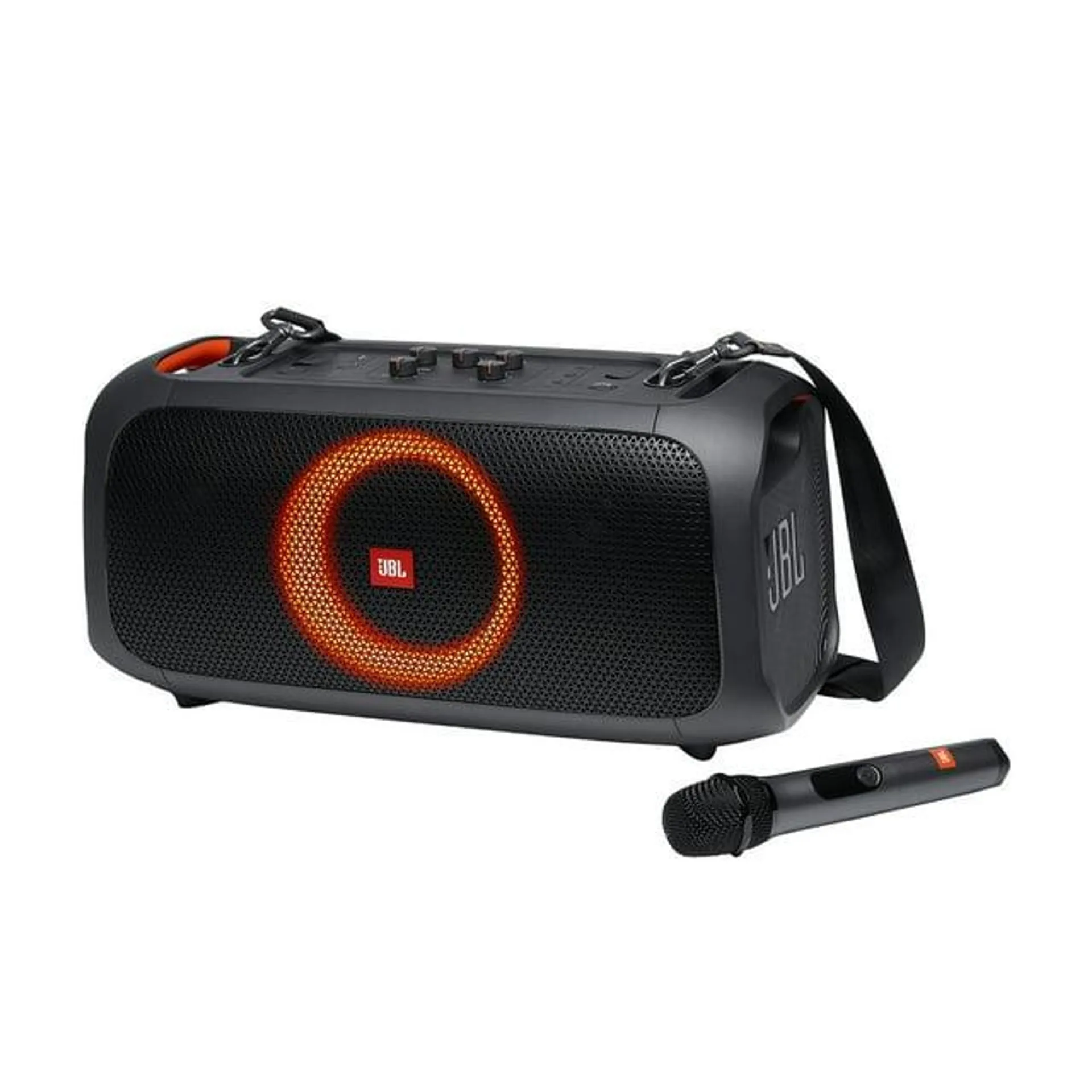 JBL PartyBox On-The-Go - Portable party speaker with built-in lights and wireless mic - Black