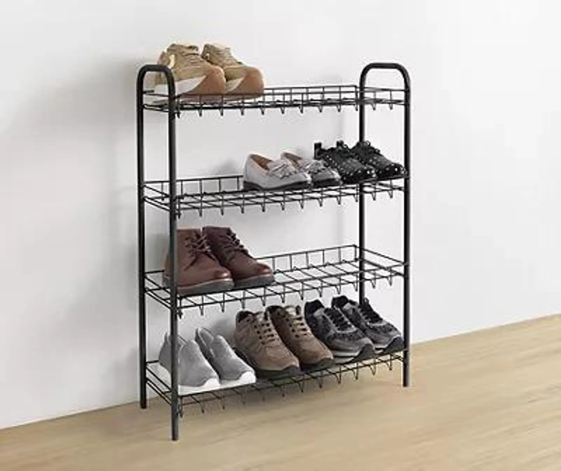 Black 4-Tier Wire Shoe Rack