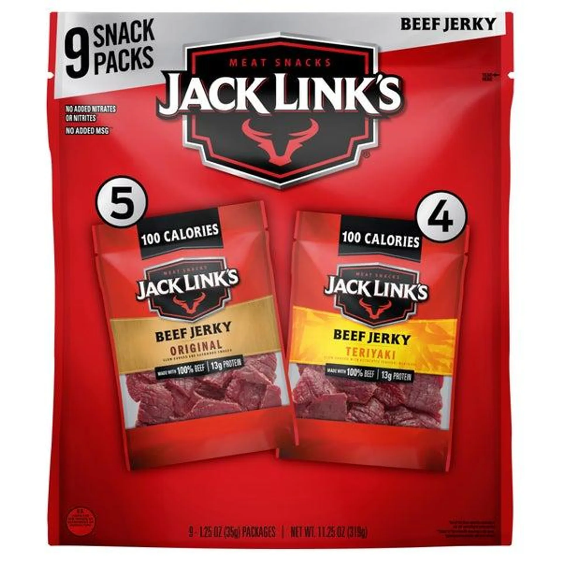 Jack Link's Beef Jerky, Variety Pack, 1.25 oz, 9-count