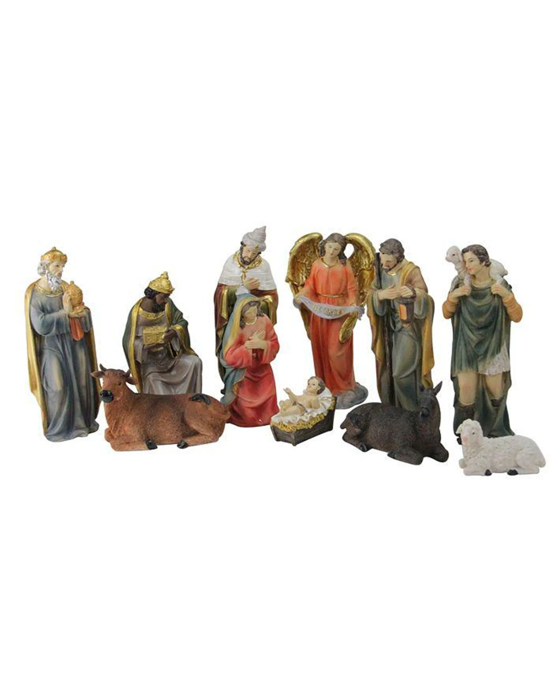 11 Piece Multicolored Resin Nativity and Epiphany Set 8"