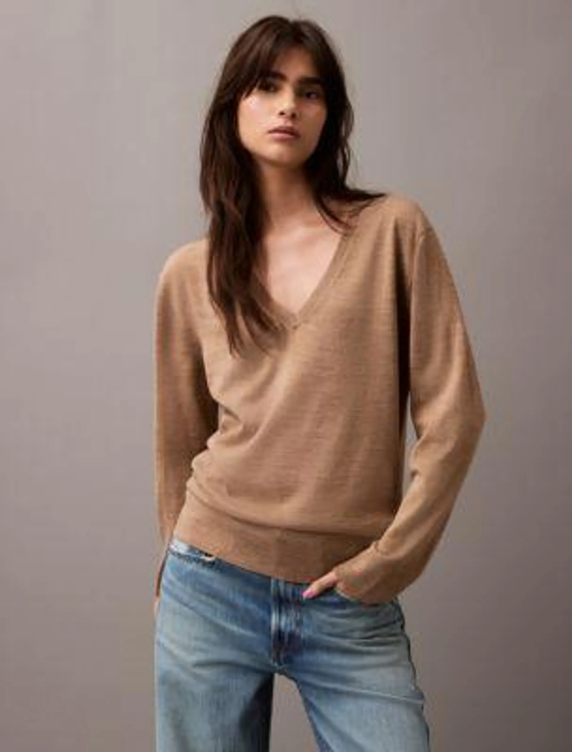 Extra Fine Merino Blend V-Neck Sweater