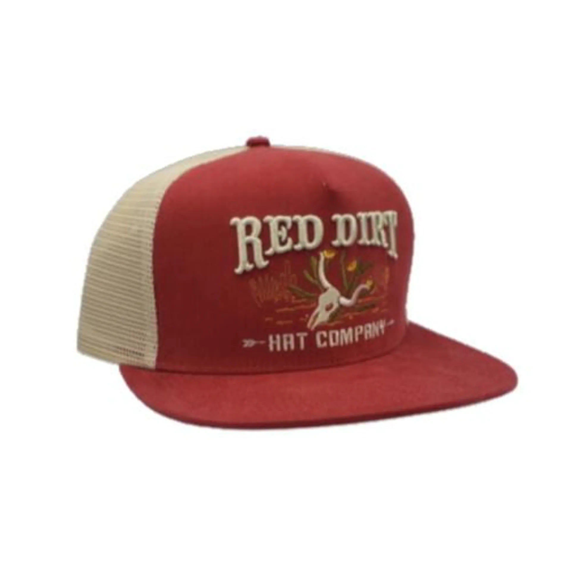 Red Dirt Hat Co. Mens Red and Tan Salty Desert Mesh Back Snapback Cap